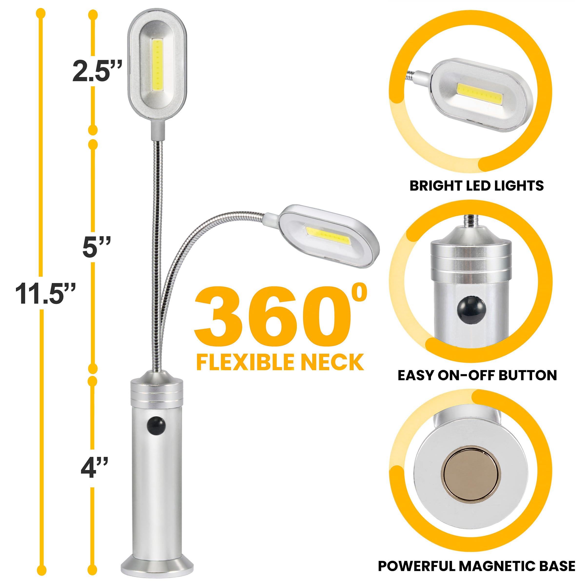 LED Concepts BBQ Grill Lights Magnetic Base Super-Bright LED Lights-360 Degree Flexible Gooseneck, Weather Resistant, Task Lighting Barbecue Grilling, 2 Pack (Silver) - Image 3