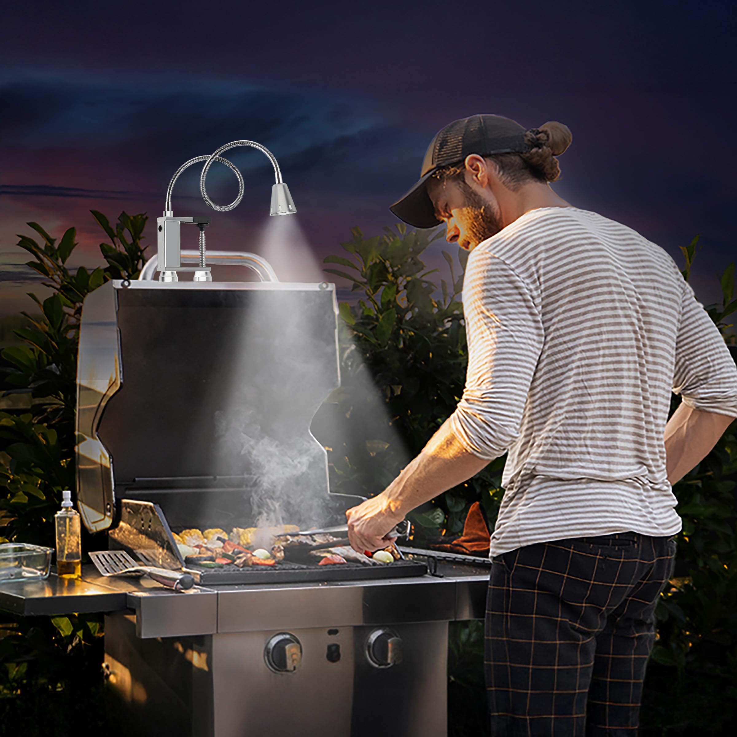 LED Concepts BBQ Grill Lights Magnetic Base Super-Bright LED Lights-360 Degree Flexible Gooseneck, Weather Resistant, Task Lighting Barbecue Grilling Gifts for Men Dad Husband (Silver, 2 Pack) - Image 2