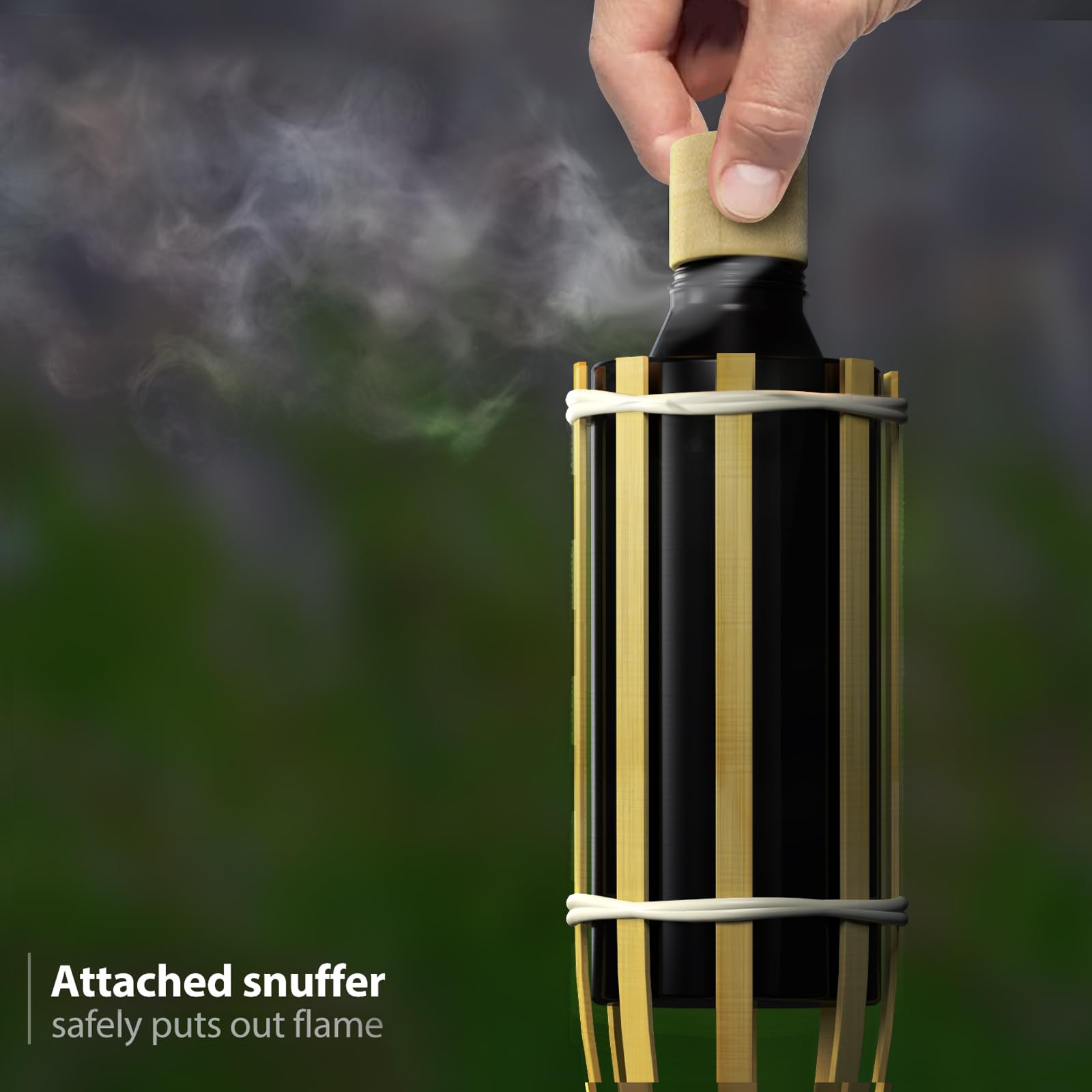 Matney Bamboo Torches for Outside Mosquito Repellent - 4 Feet Tall - (12 Pack) - Decorative Garden & Backyard Lights - Mosquito Torches Outdoor - Oil Lamp for Citronella - Flame Lasts Over 8 Hours - Image 4