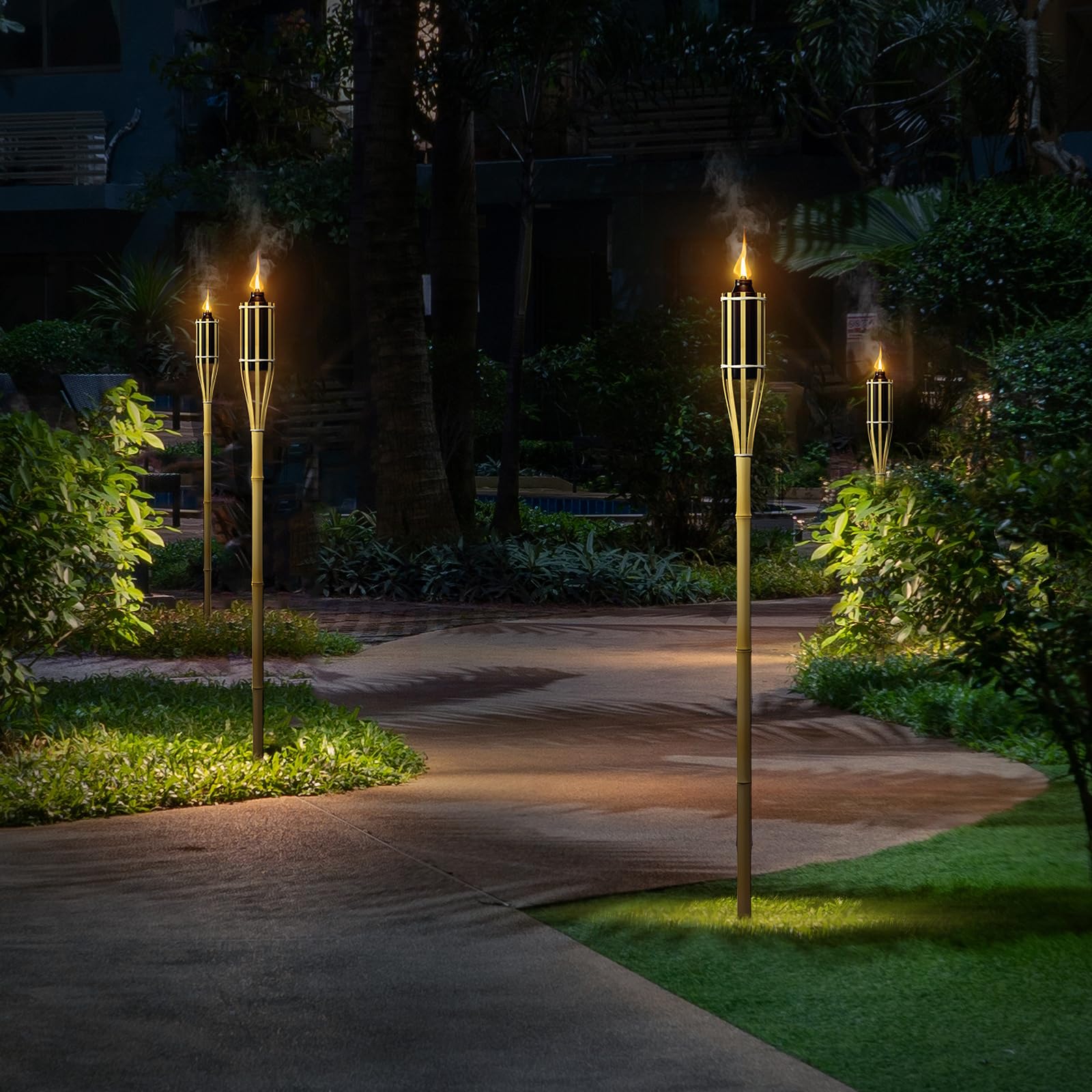 Matney Bamboo Torches for Outside Mosquito Repellent - 4 Feet Tall - (12 Pack) - Decorative Garden & Backyard Lights - Mosquito Torches Outdoor - Oil Lamp for Citronella - Flame Lasts Over 8 Hours - Image 7