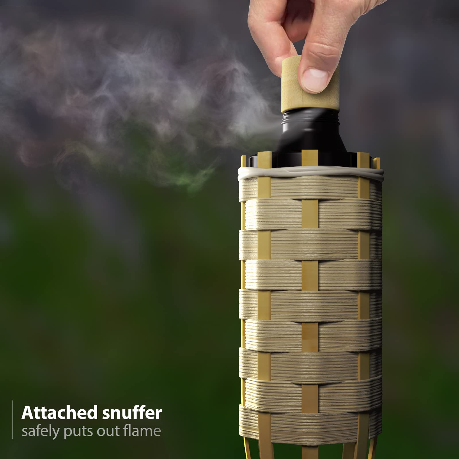 Matney Bamboo Torches for Outside Mosquitos Repellent - 5 Ft. Tall - (12 Pack) - Decorative Garden & Backyard Lights - Mosquito Torches Outdoor - Oil Lamp for Citronella - Flame Lasts Over 8 Hours - Image 5