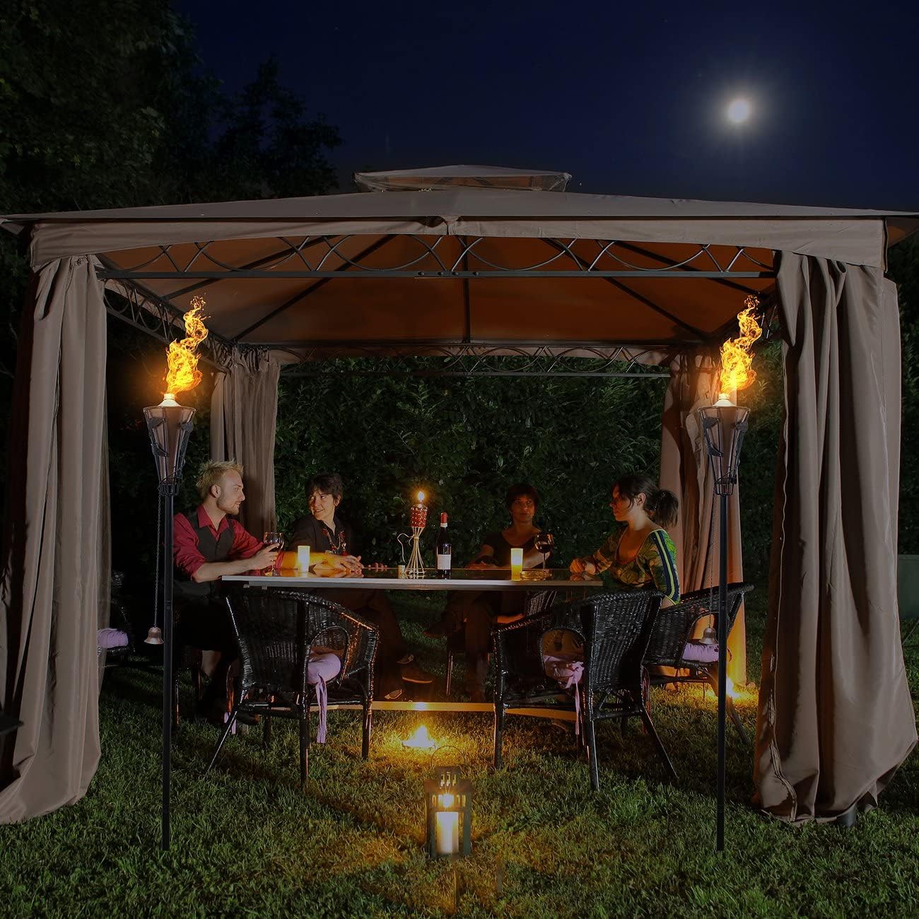 Matney Outdoor Metal Patio Torches – Use for Deck, Patio, Back Yard, Out Door Parties, Wedding – Includes Fiberglass Wick and Snuffer Cap (4 Pack) - Image 4