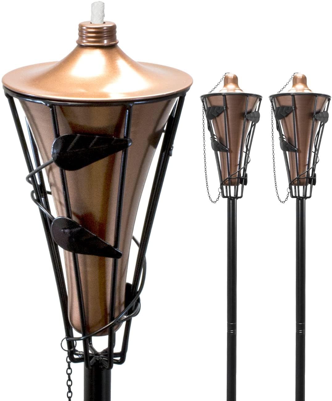 Matney Outdoor Metal Patio Torches – Use for Deck, Patio, Back Yard, Out Door Parties, Wedding – Includes Fiberglass Wick and Snuffer Cap (4 Pack) - Image 7