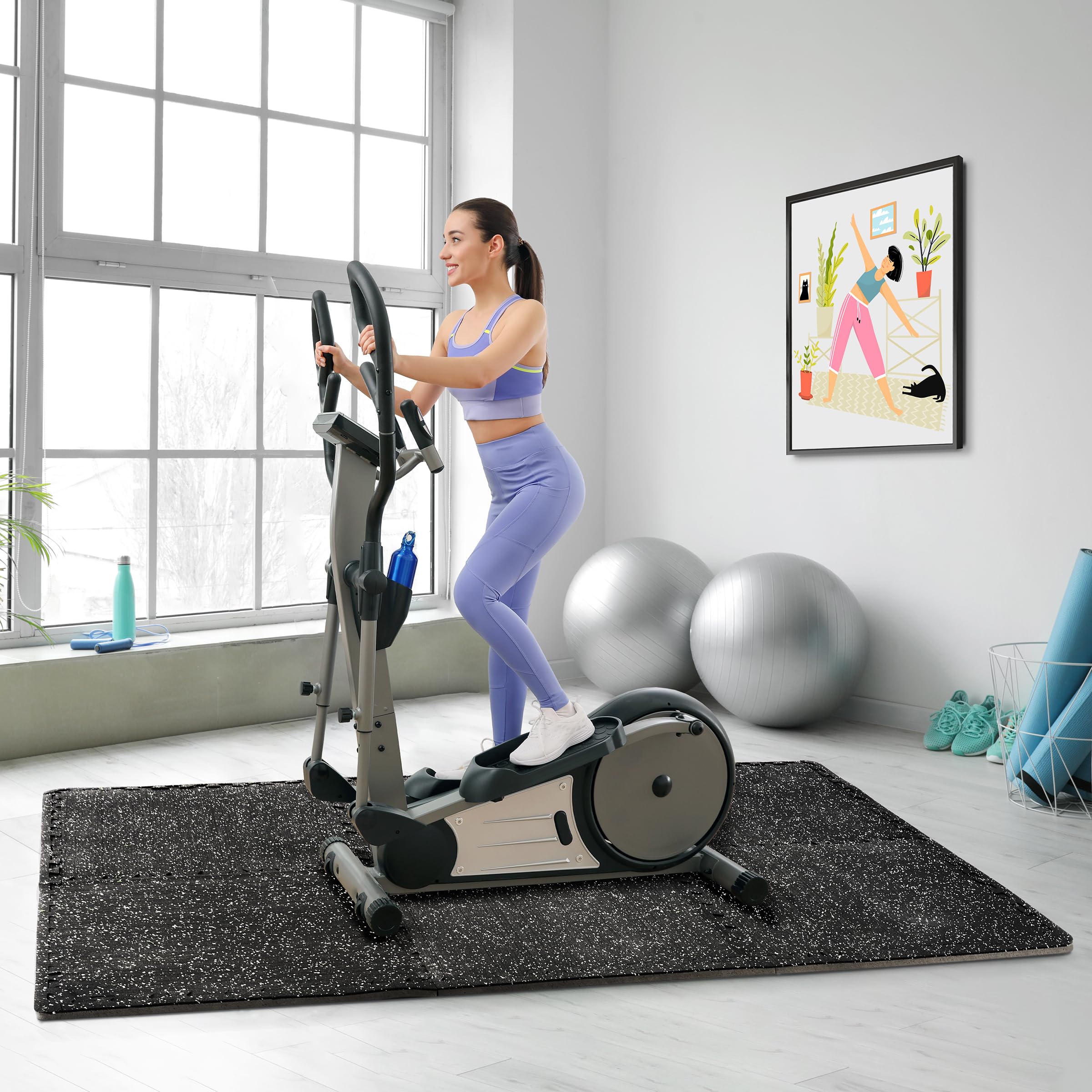 Sivan Fitness 1/2" Thick Rubber Top High-Density EVA Foam Gym Flooring for Home Gym - 48 Sq Ft Exercise Mat Tiles for Workout, Yoga, MMA, Heavy Exercise Equipment Mat - 12 Interlocking Gym Floor Mat - Image 4