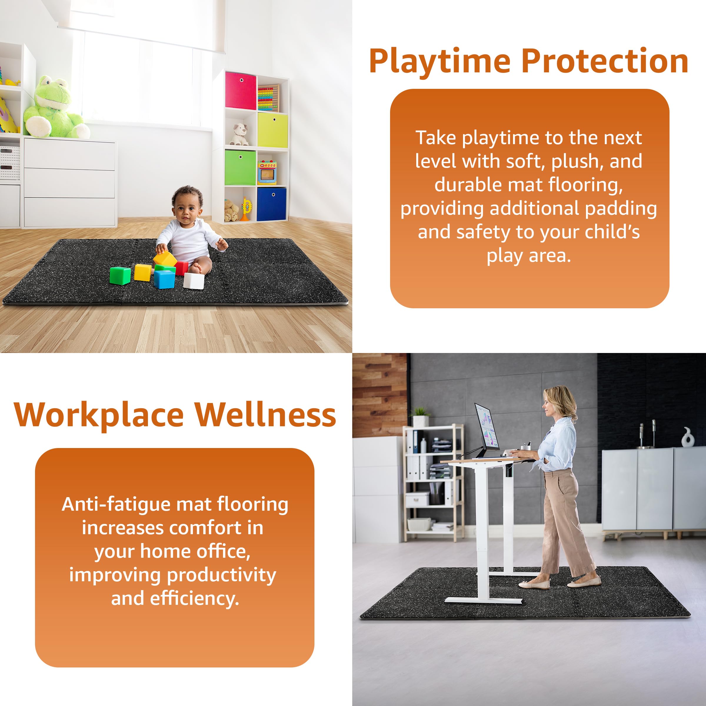 Sivan Fitness 1/2" Thick Rubber Top High-Density EVA Foam Gym Flooring for Home Gym - 48 Sq Ft Exercise Mat Tiles for Workout, Yoga, MMA, Heavy Exercise Equipment Mat - 12 Interlocking Gym Floor Mat - Image 7