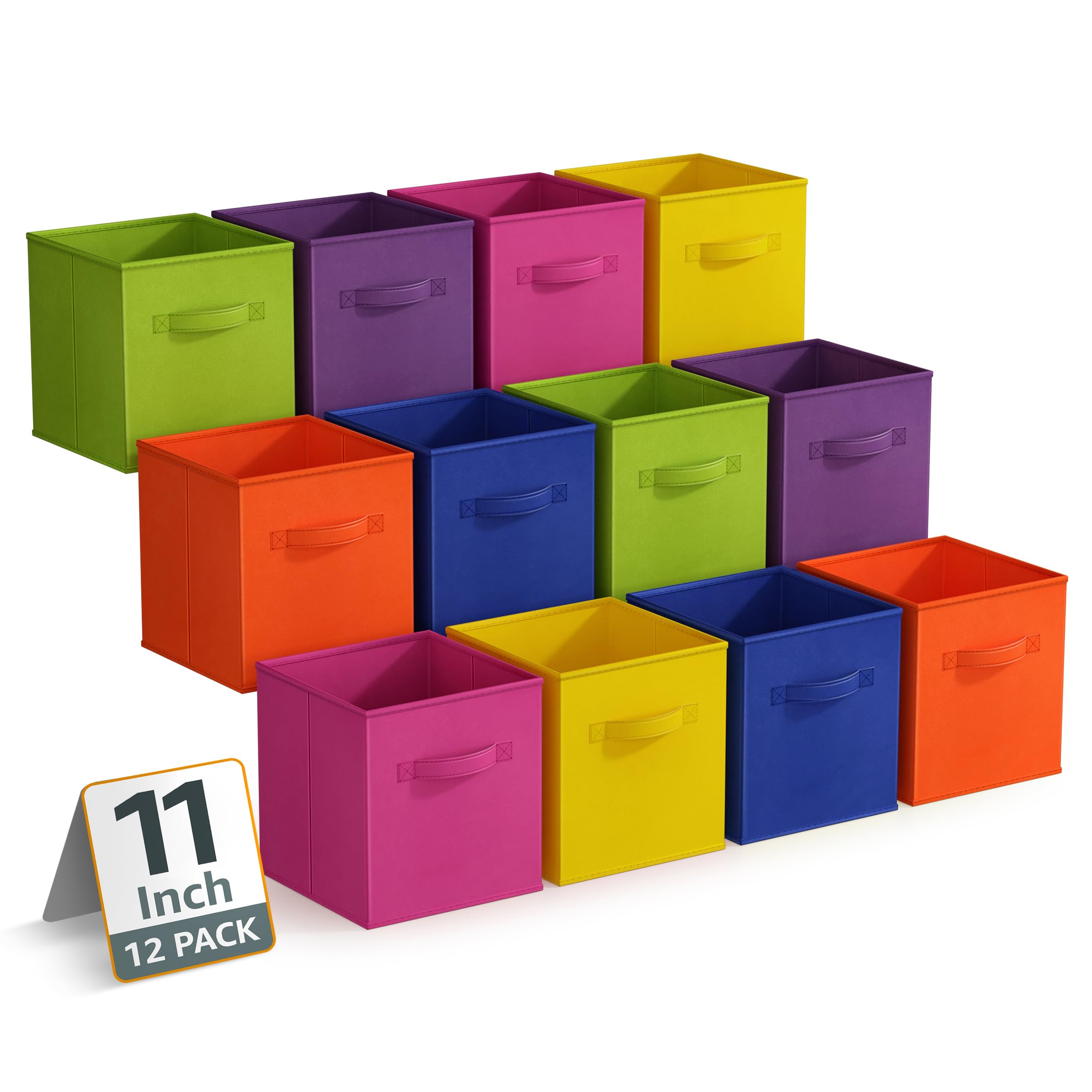 Sorbus 11 Inch Storage Bins - Sturdy Collapsible Fabric Storage Cubes with Handle - 12 Foldable Baskets for Organizing Clothes, Toys, Books - Storage Baskets for Shelves, Closets - Image 8