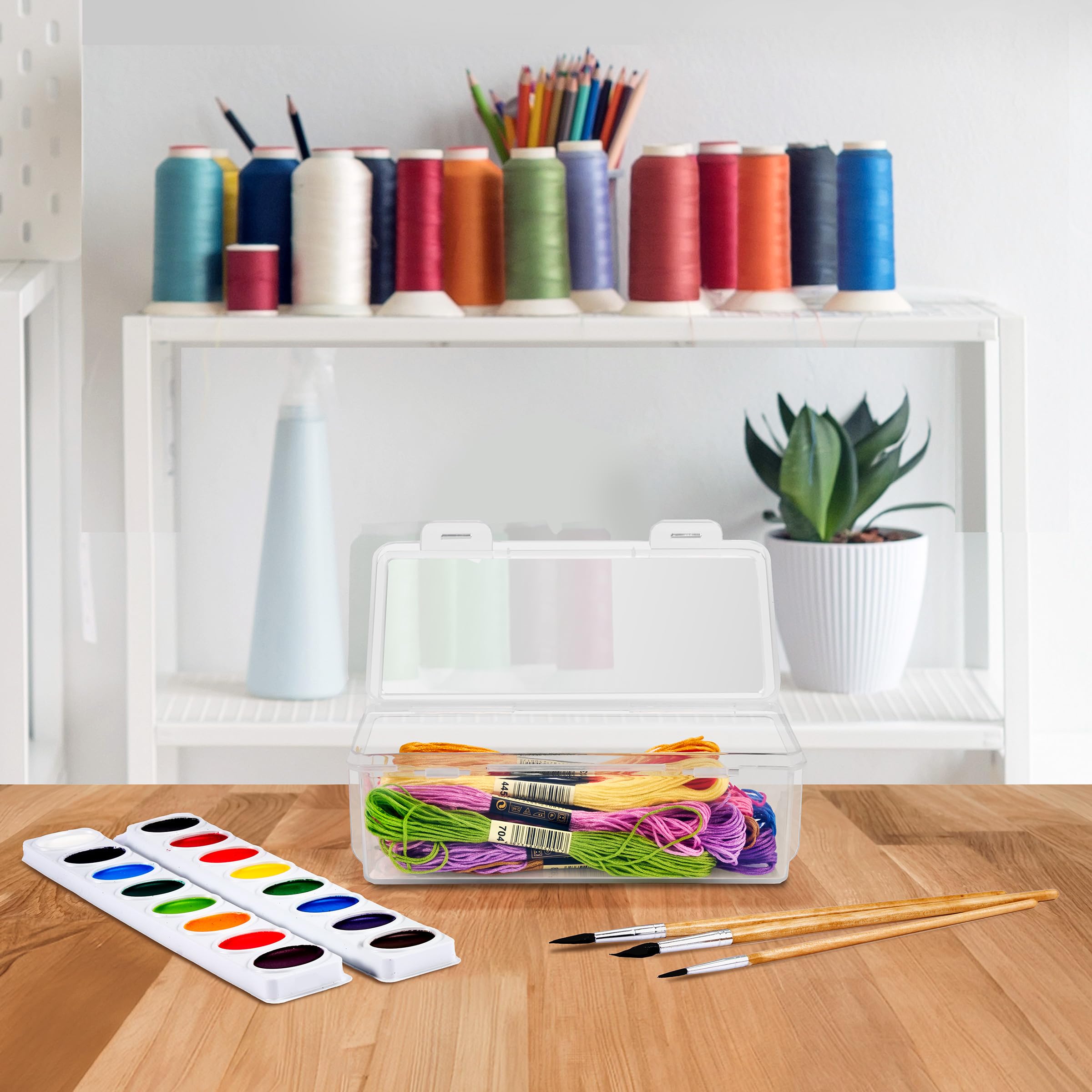 Sorbus 12-Piece Art Supply Storage Organizer - Stackable Craft Storage with Hinged Lids - Art, Yarn, Ribbon, Bead Organizers - Image 8