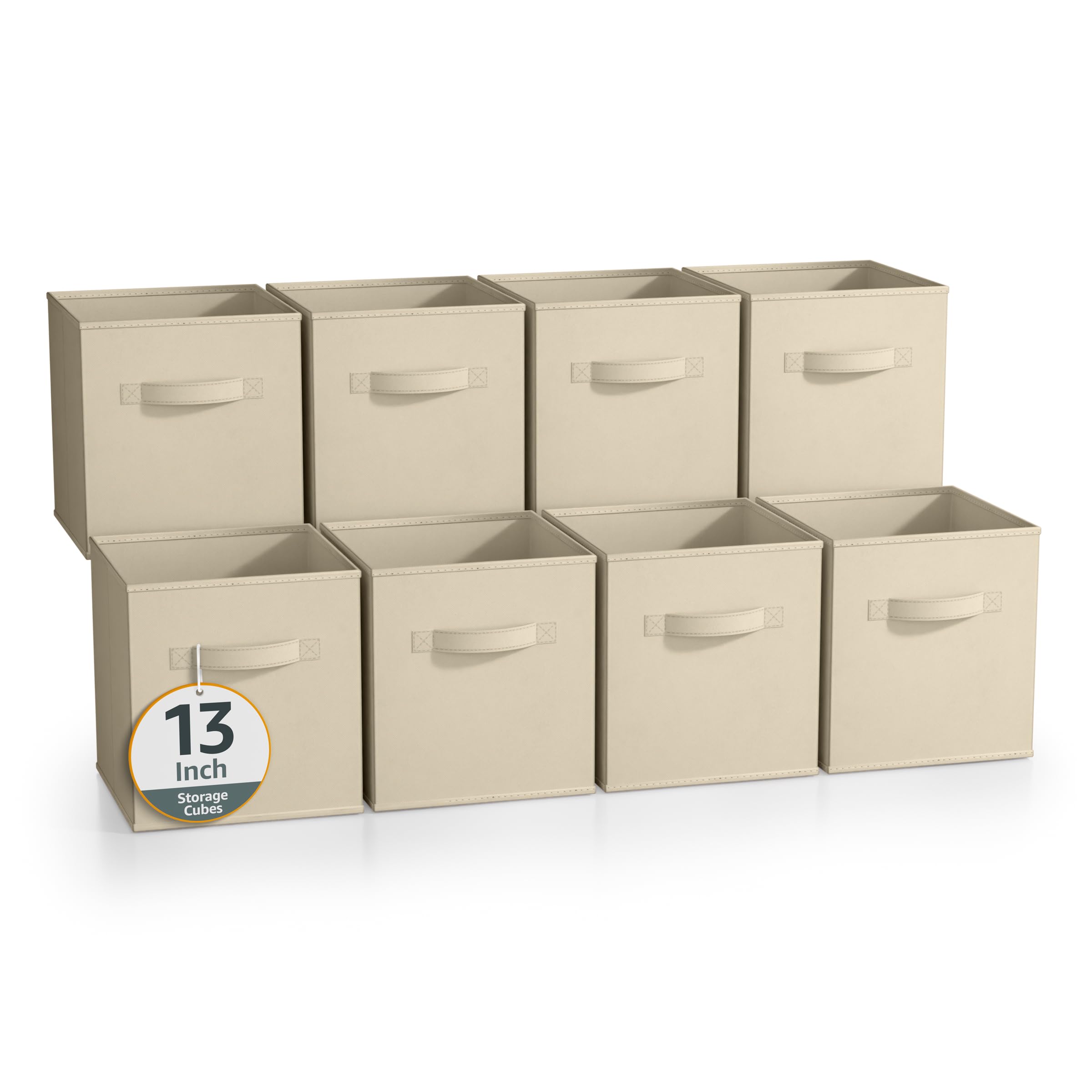 Sorbus 13 Inch Storage Bins - Sturdy Collapsible Fabric Storage Cubes with Handle - 8 Foldable Baskets for Organizing Clothes, Toys, Books - Storage Baskets for Shelves, Closets