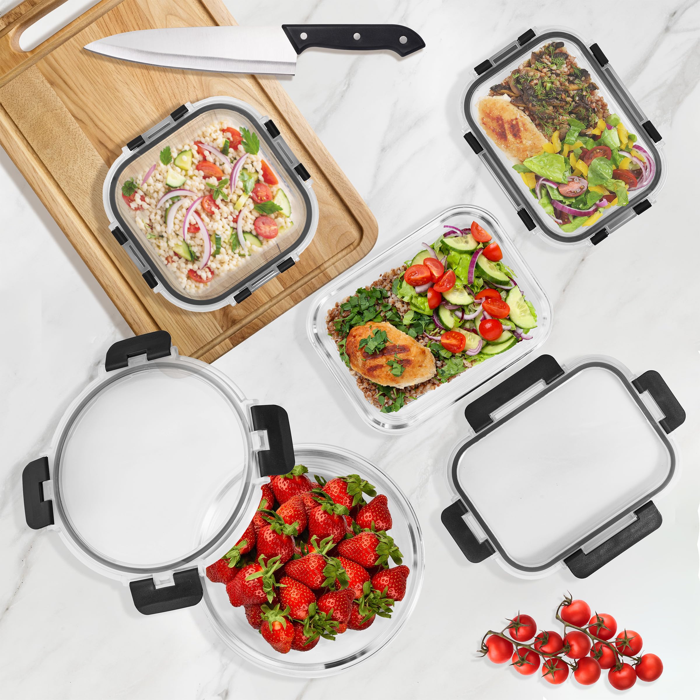 Sorbus 16pc (8 Rectangular 35oz Food Storage Containers and 8 Airtight Lids) – 4.4 Cup Glass Meal Prep Containers, Dishwasher, Freezer, and Oven Safe – Reusable Glass Food Containers for Meal Prep - Image 3