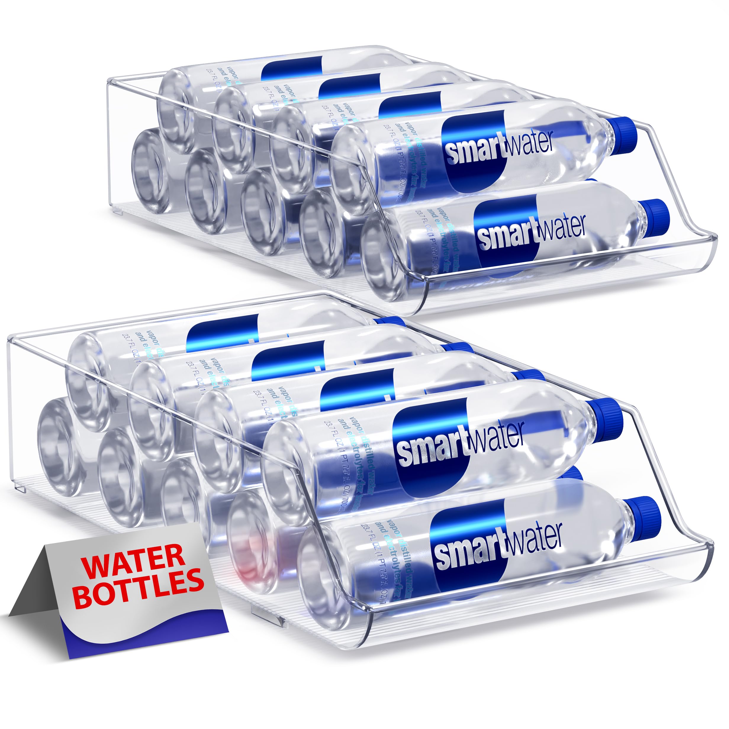 Sorbus 2-Pack Water Bottle & Can Organizer – Drink Holder for Refrigerator, Pantry, Kitchen Storage & Organization