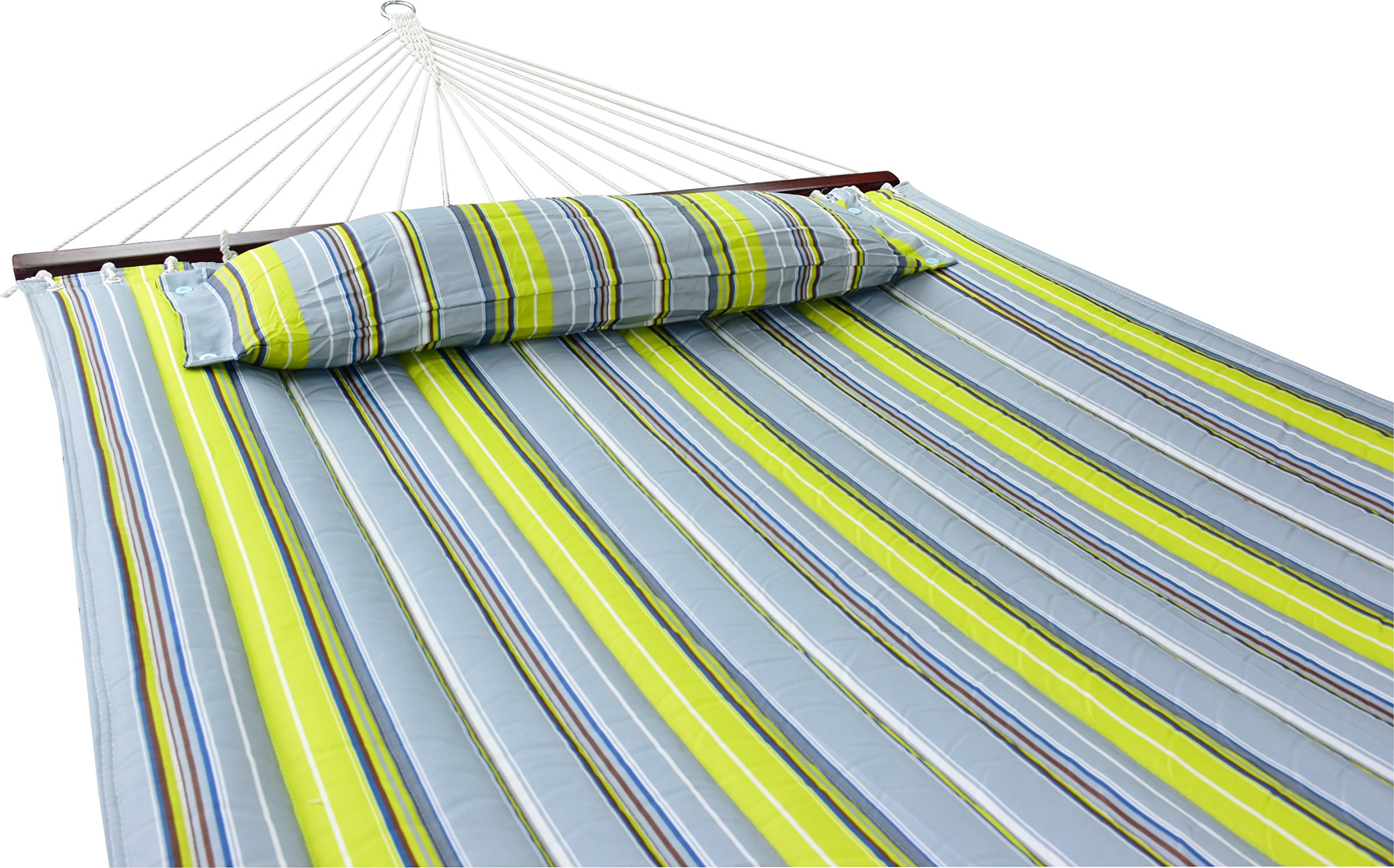 Sorbus 2-Person Stylish Hammock with Stand- 53" Large Cotton Outdoor Hammock- Spreadedbars & Pillow Included- Heavy Duty 450lbs Portable Hammock for Garden Patio Outdoor Camping- Comfortable, Washable - Image 6
