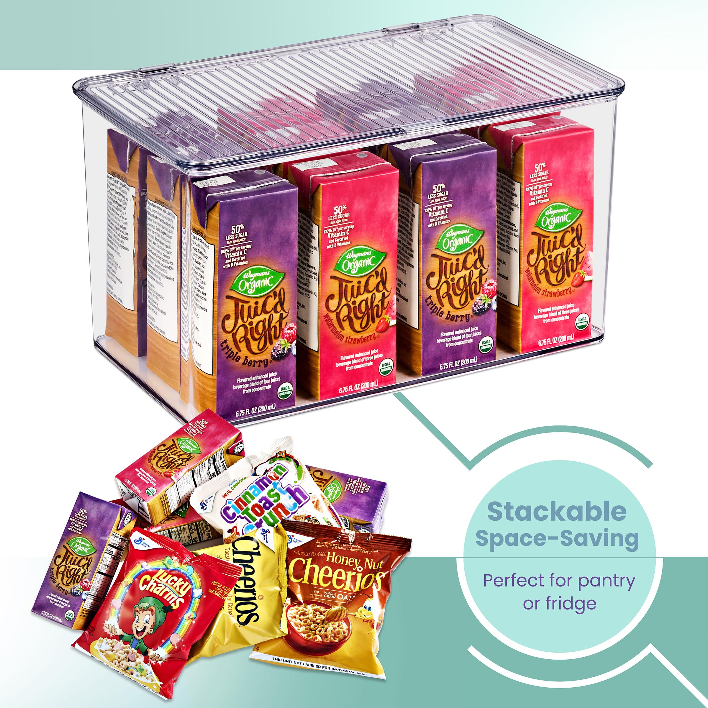 Sorbus 3 Pack Clear Plastic Storage Bins with Lids - Stackable Refrigerator Organizer - Pantry Organizer - Fridge Organization - Cabinet Organizers Containers Storage box for Kitchen (Sizes: L,M,S) - Image 3