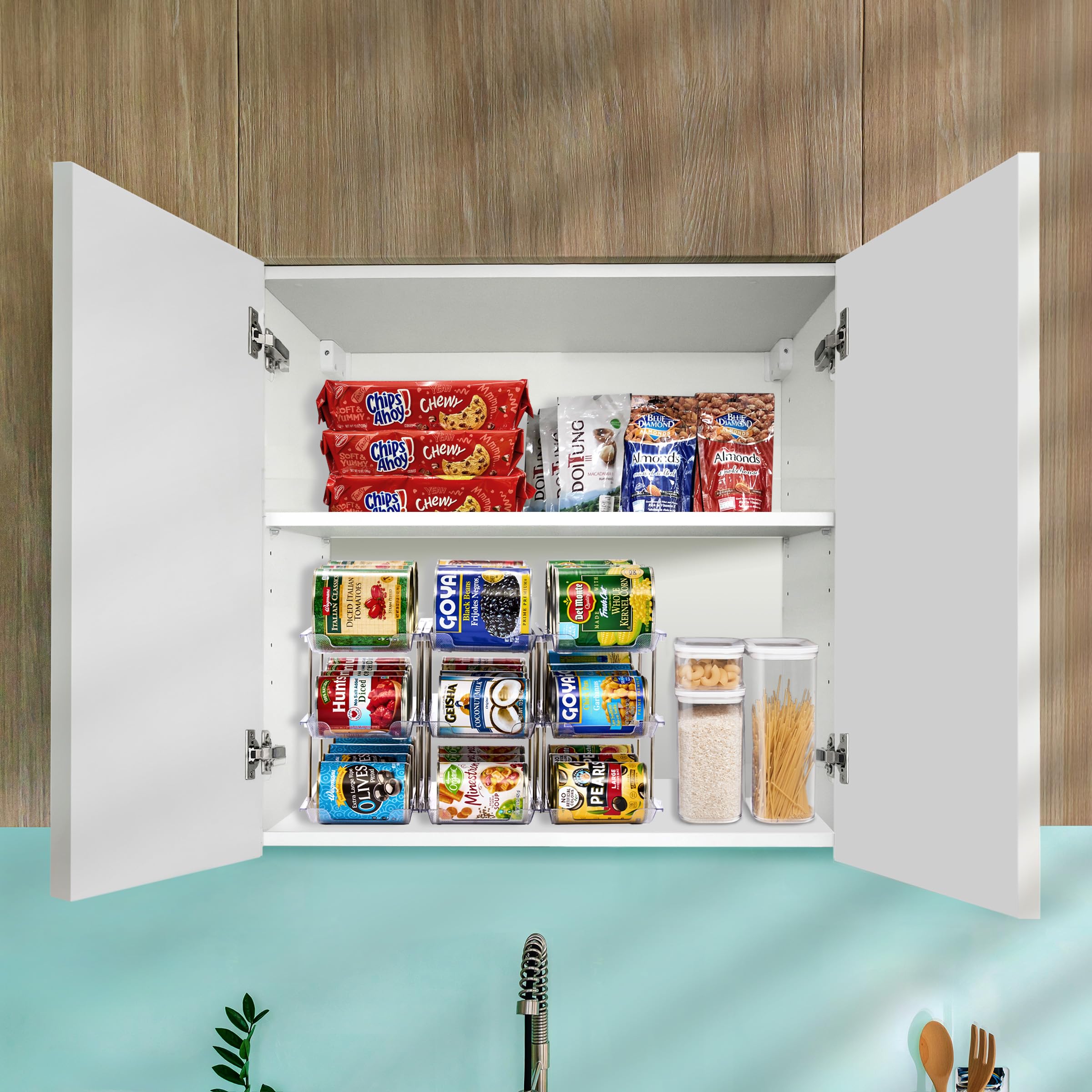 Sorbus 3-Tier Can Organizer for Pantry – Stackable Can Storage Organizer for Kitchen Cabinet, Can Rack Organizer for Pantry Shelf, Canned Food Dispenser with Rolling Design, Adjustable 2 or 3 Tiers - Image 2