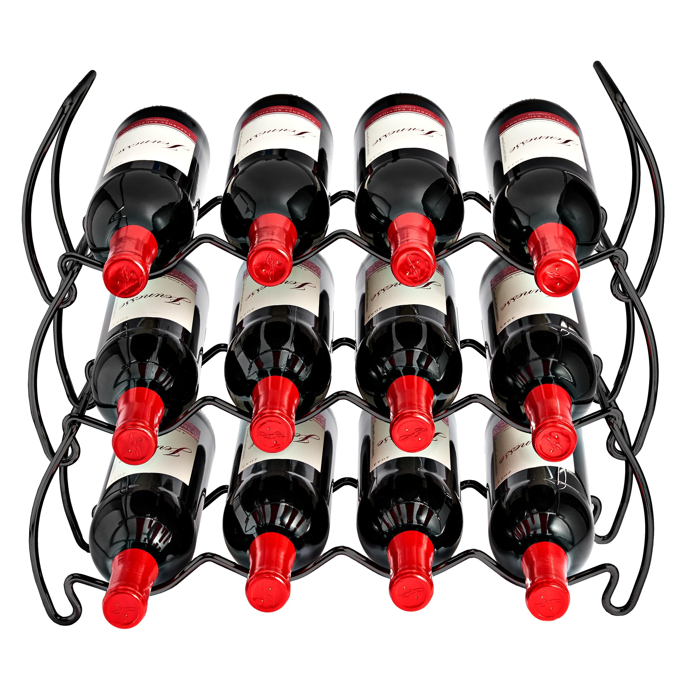 Sorbus 3-Tier Stackable Wine Rack - Classic Style Wine Racks for Bottles - Perfect for Bar, Wine Cellar, Basement, Cabinet, Pantry, etc - Hold 12 Bottles, Metal (Black) - Image 7