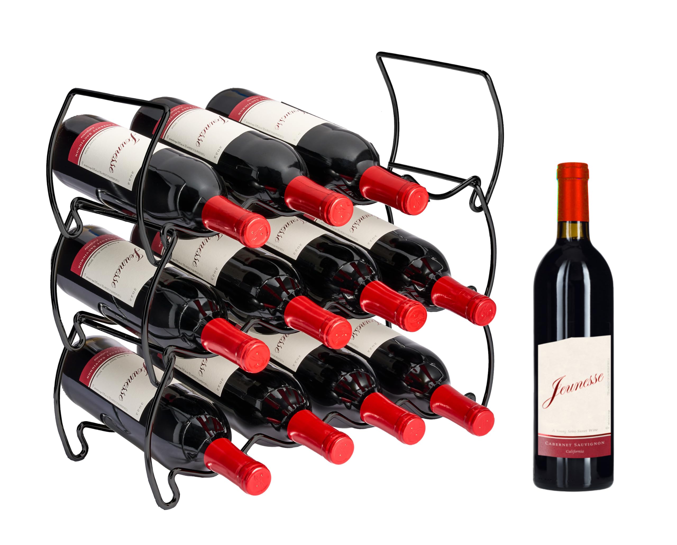 Sorbus 3-Tier Stackable Wine Rack - Classic Style Wine Racks for Bottles - Perfect for Bar, Wine Cellar, Basement, Cabinet, Pantry, etc - Hold 12 Bottles, Metal (Black) - Image 8