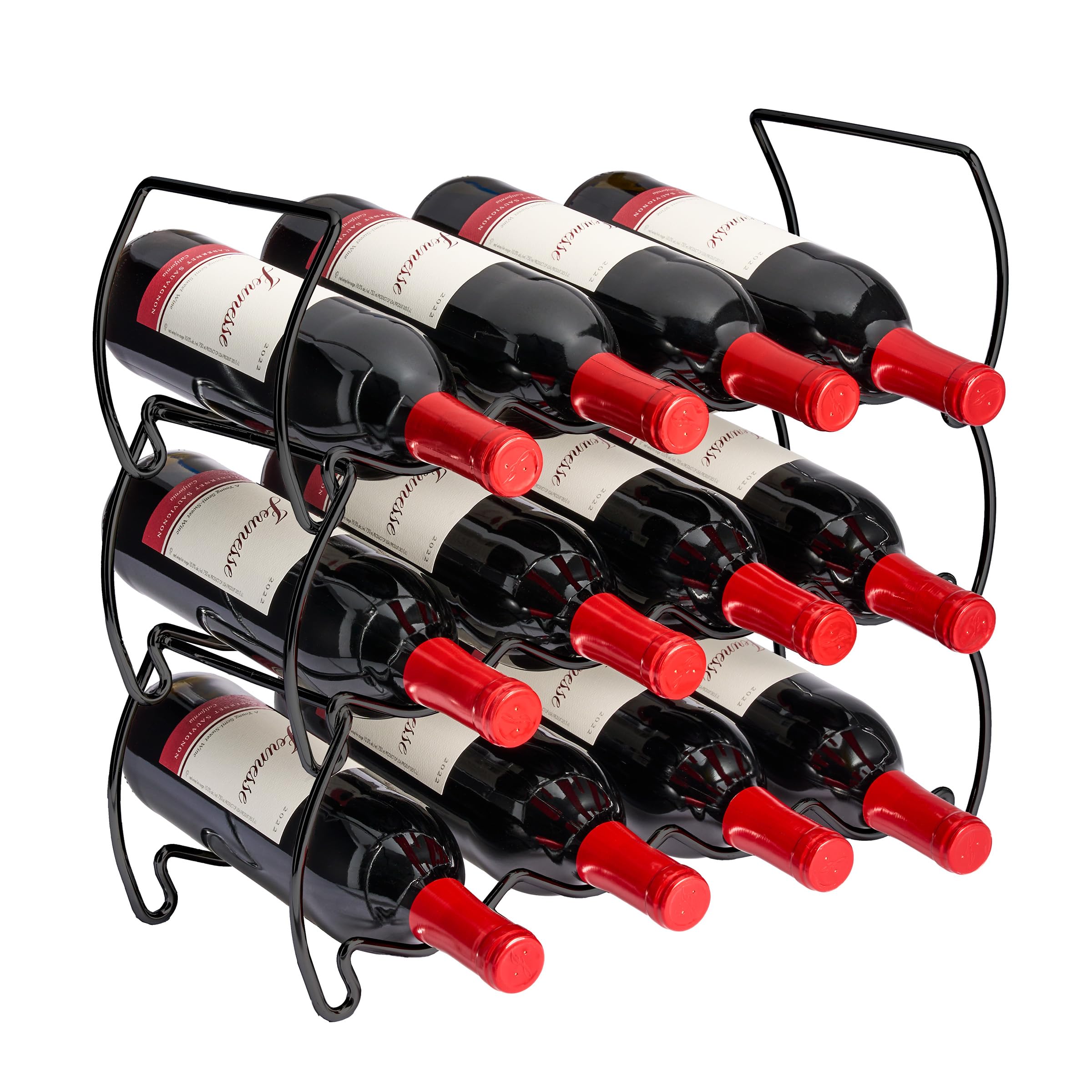 Sorbus 3-Tier Stackable Wine Rack - Classic Style Wine Racks for Bottles - Perfect for Bar, Wine Cellar, Basement, Cabinet, Pantry, etc - Hold 12 Bottles, Metal (Black) - Image 9