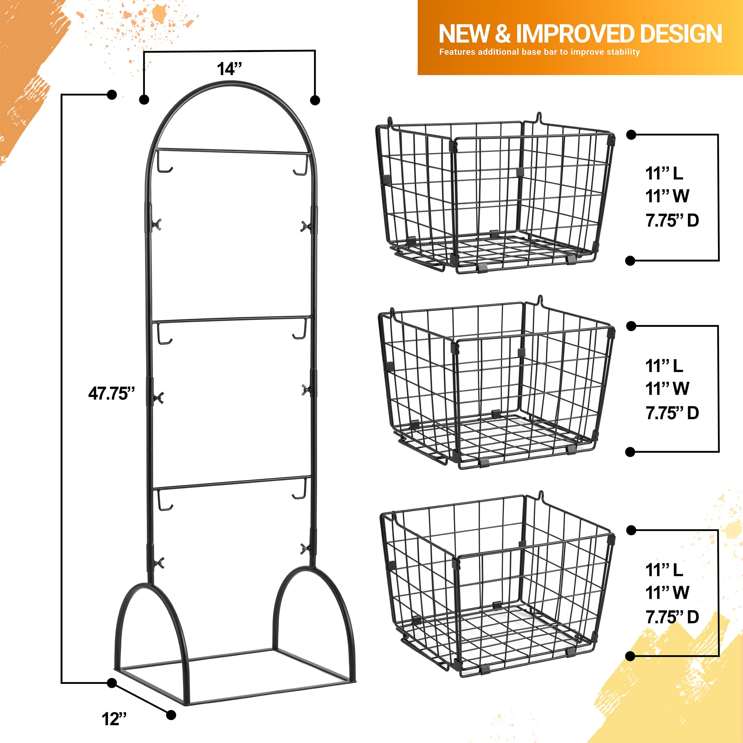 Sorbus 3-Tier Wire Market Basket Storage for Fruit, Vegetables, Toiletries, Household Items, Stylish Tiered Serving Stand for Kitchen, Bathroom Organization - Image 5