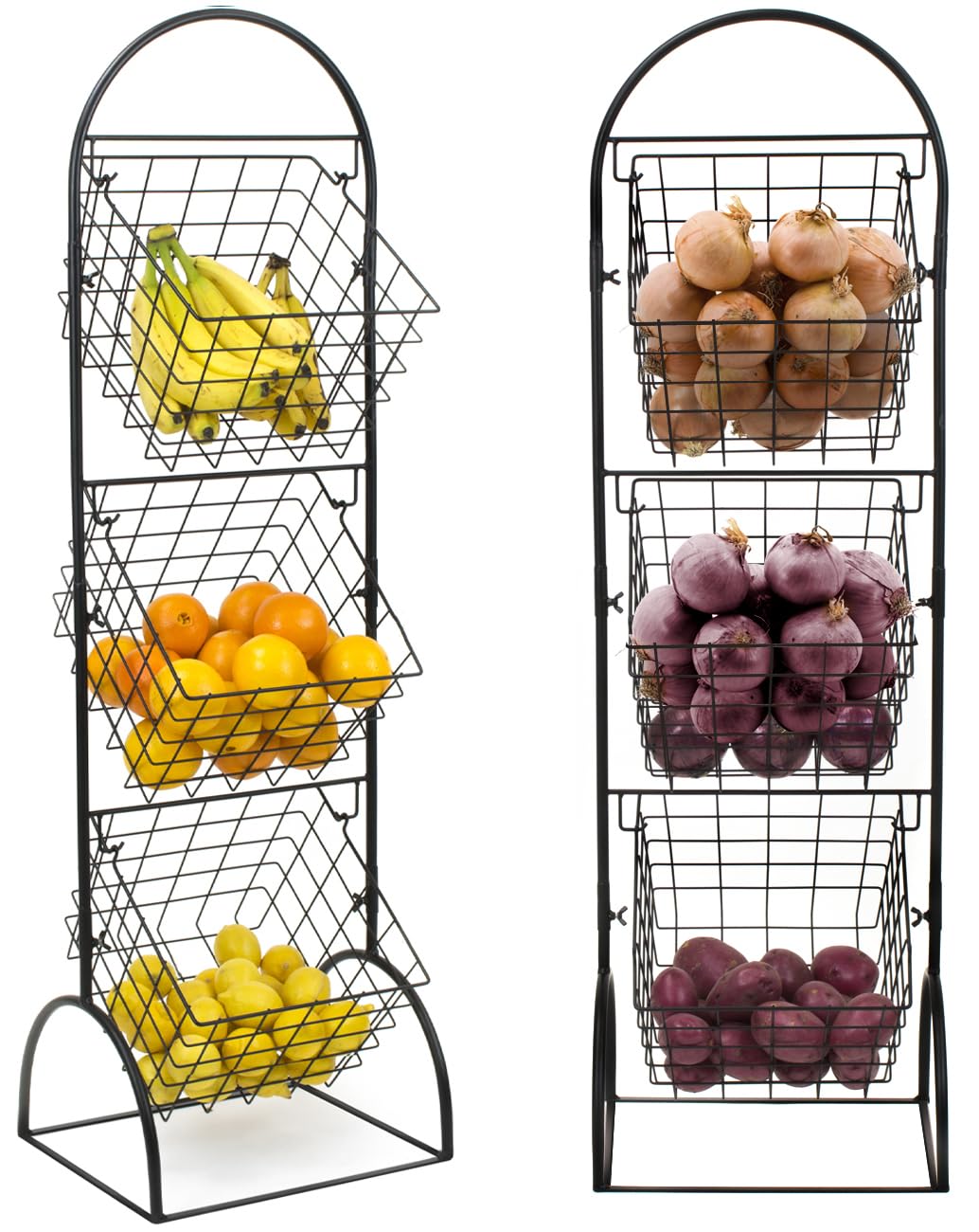 Sorbus 3-Tier Wire Market Basket Storage for Fruit, Vegetables, Toiletries, Household Items, Stylish Tiered Serving Stand for Kitchen, Bathroom Organization - Image 9
