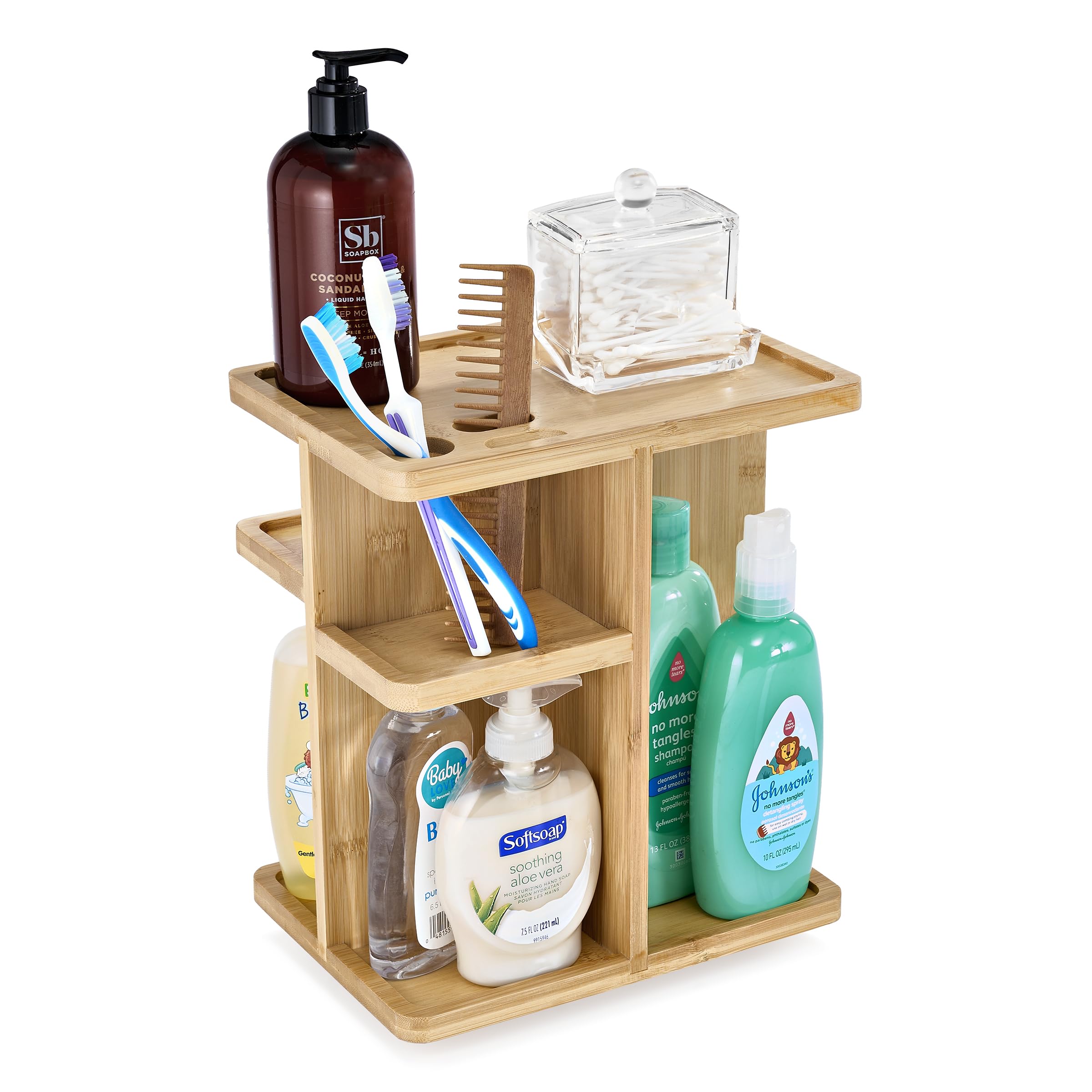 Sorbus 360° Makeup Organizer - Bamboo Wood Make Up Storage Carousel for Cosmetics, Skin Care Rotating Makeup Organizer for Vanity, Bathroom Storage - Image 6