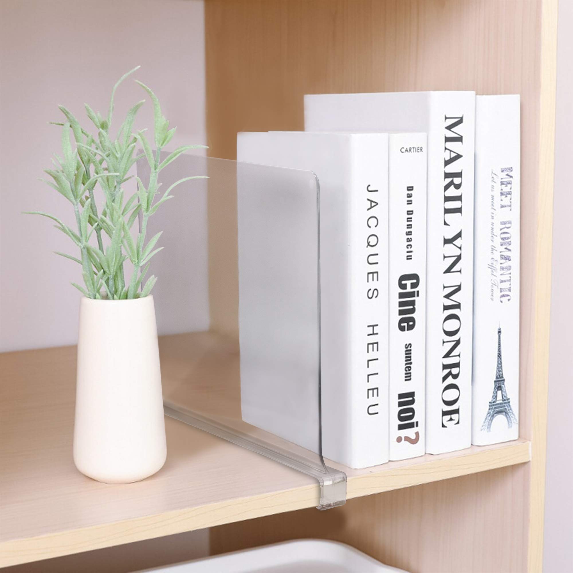 Sorbus 4 Acrylic Shelf Dividers for Shelves, Great Organizer for Clothes, Linens, Purse Separators, Versatile for Closets, Kitchen Cabinets, Bedroom (4-Pack) - Image 5