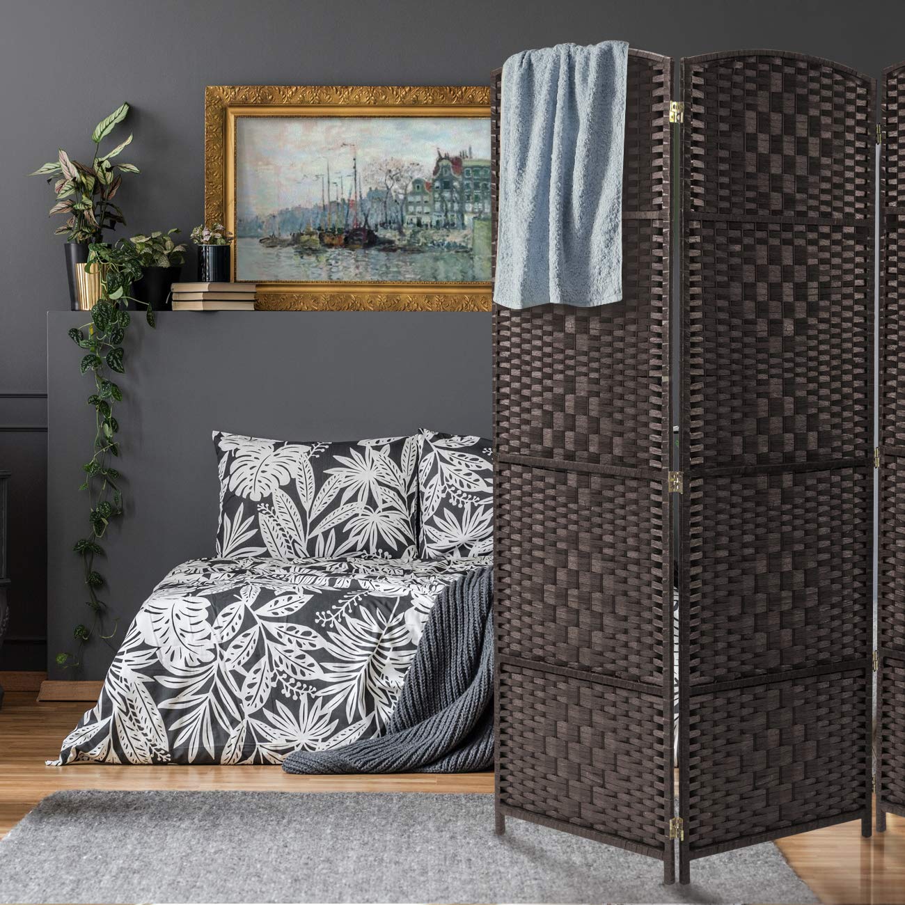 Sorbus 6 Panel Room Divider 6 ft. Tall - Privacy Screen, Extra Wide Double Hinged Panels, Diamond Double-Weaved, Partition Room Dividers and Folding Privacy Screens, Wall Divider for Room Separation - Image 3