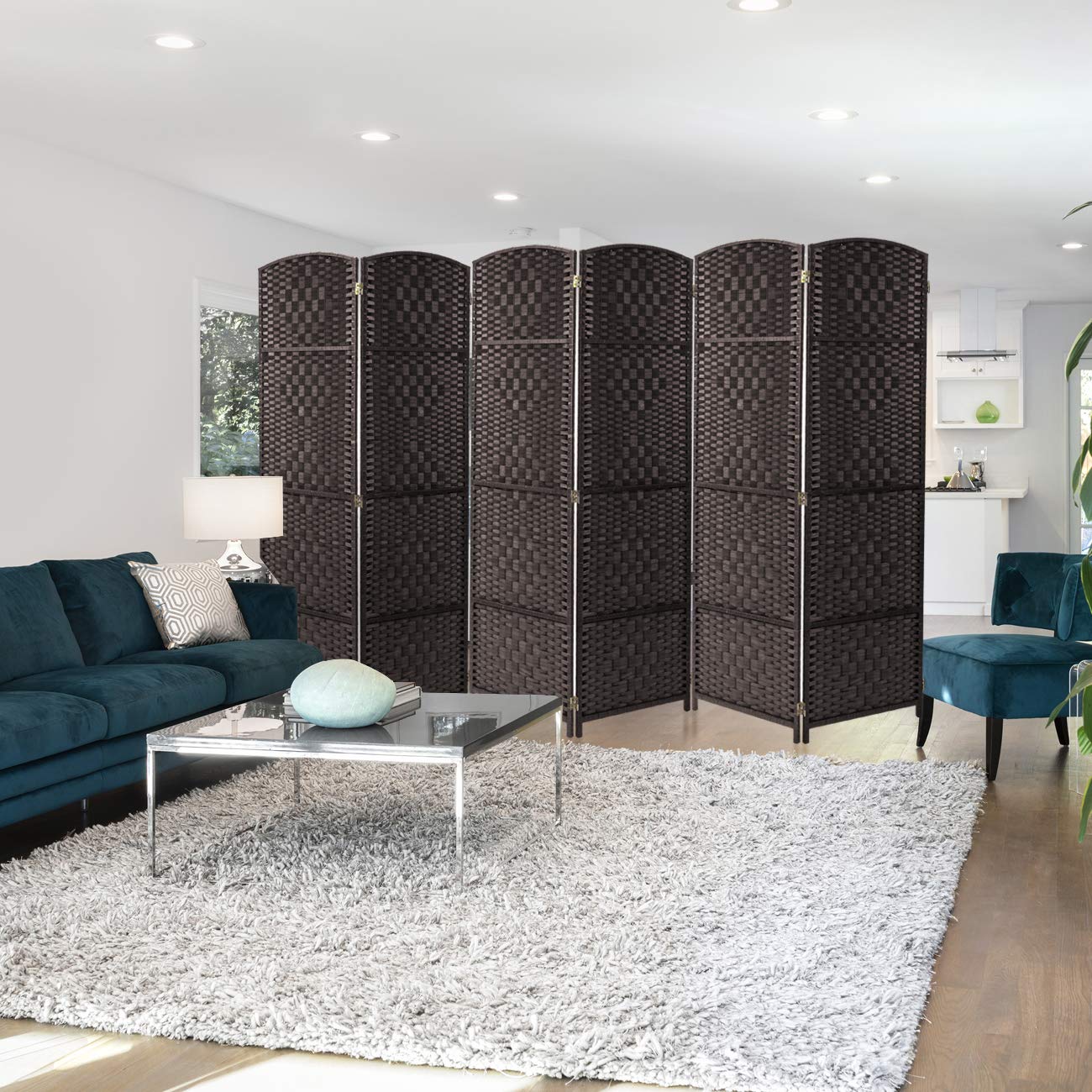 Sorbus 6 Panel Room Divider 6 ft. Tall - Privacy Screen, Extra Wide Double Hinged Panels, Diamond Double-Weaved, Partition Room Dividers and Folding Privacy Screens, Wall Divider for Room Separation - Image 4