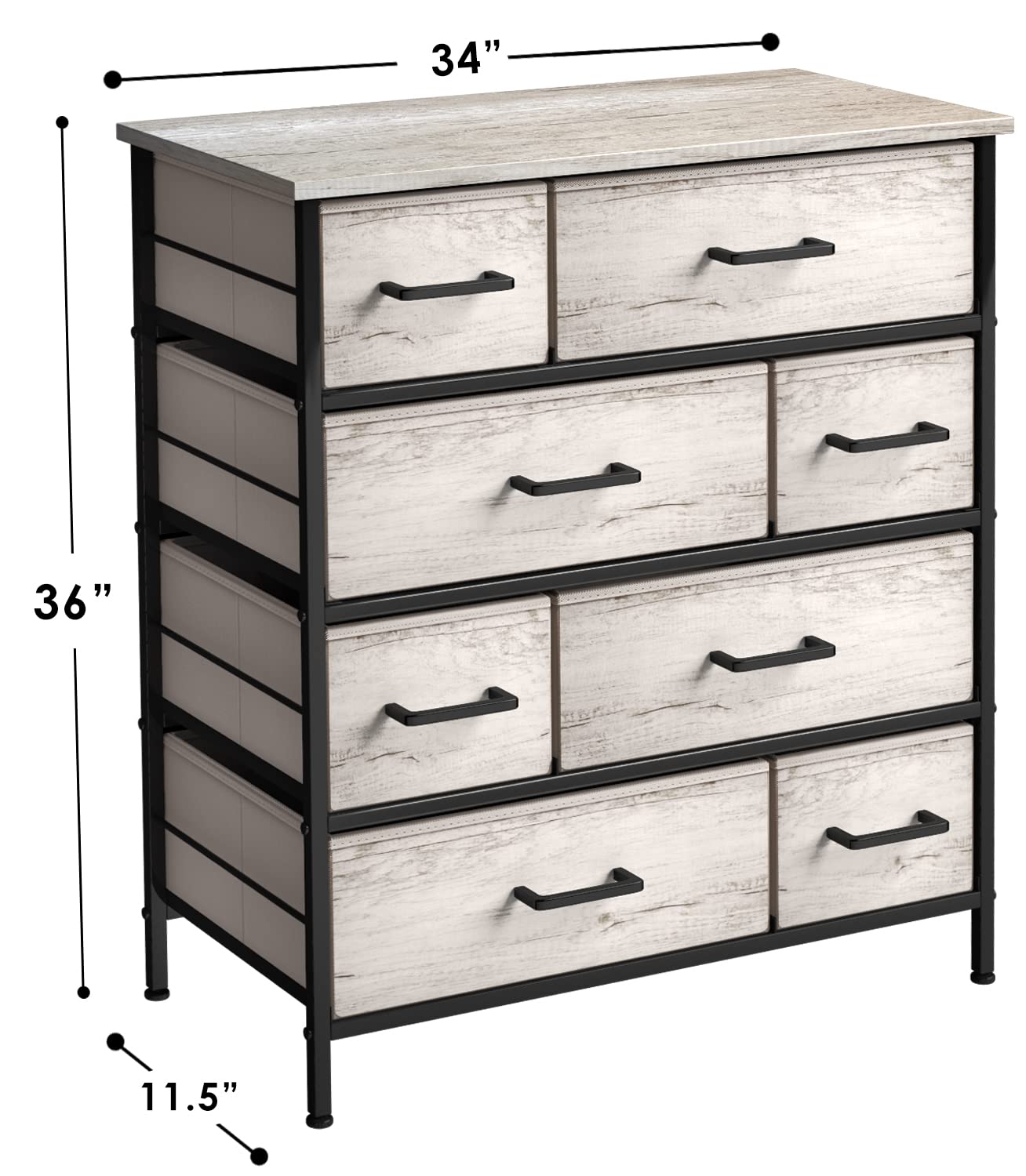 Sorbus 8 Drawer Fabric Dresser for Bedroom - Steel Frame, Wood Top, & Faux Wood Fabric - Tall Storage Chest for Clothes - Portable Stand Up Wardrobe - Image 3