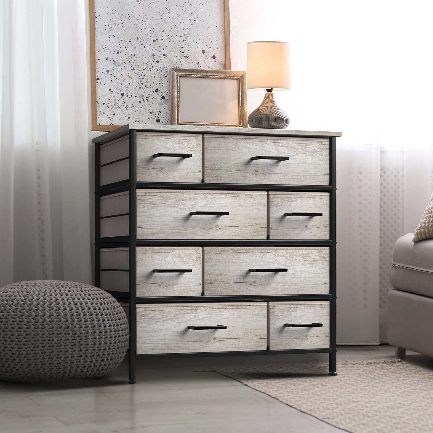 Sorbus 8 Drawer Fabric Dresser for Bedroom - Steel Frame, Wood Top, & Faux Wood Fabric - Tall Storage Chest for Clothes - Portable Stand Up Wardrobe - Image 5