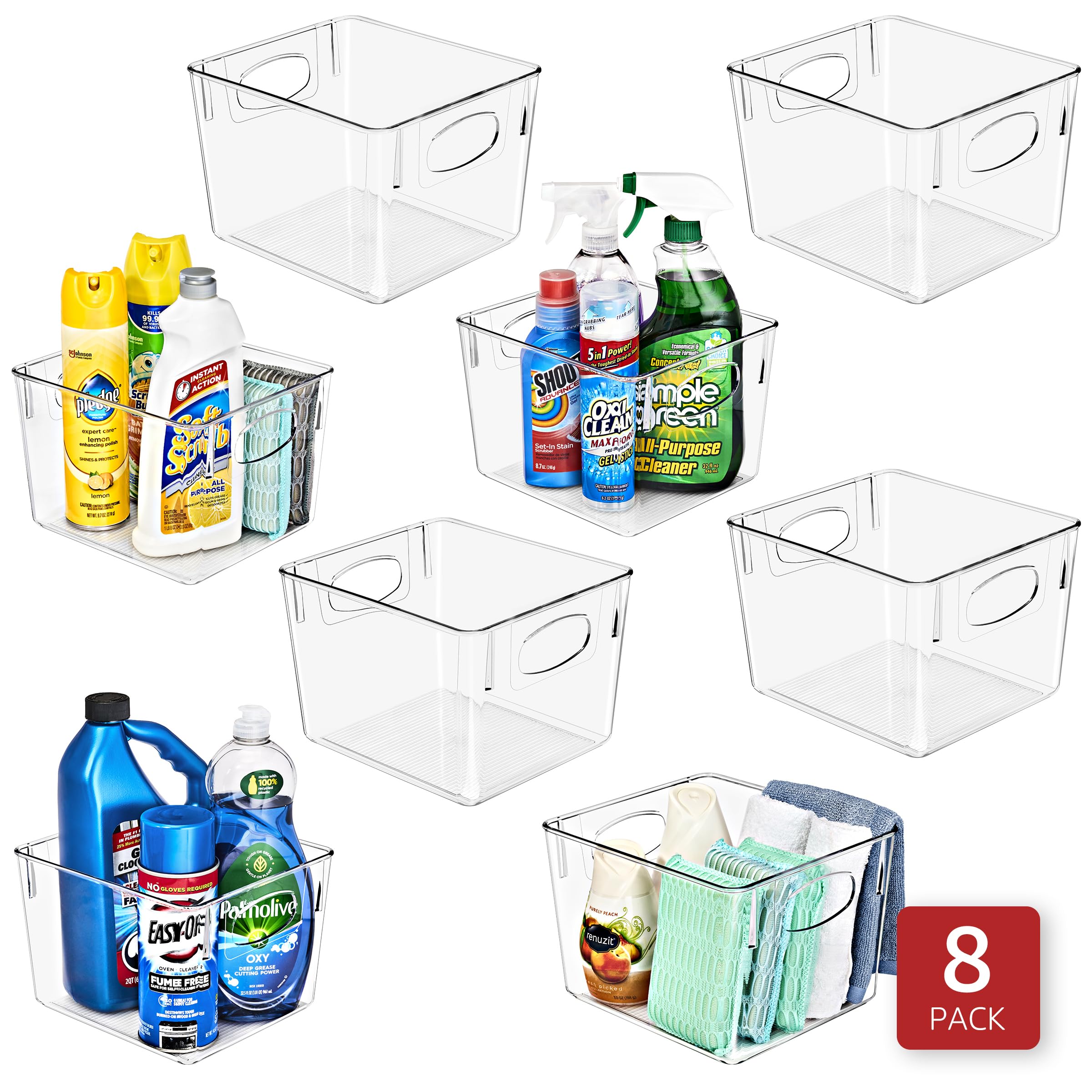 Sorbus 8 Pack Medium Clear Plastic Storage Bins, Clear Organizer Bins with Handle for Kitchen, Pantry, Cabinet, Refrigerator, Craft, Toys, Clothes, Closet, Under Sink, Bathroom Organizers and Storage - Image 6