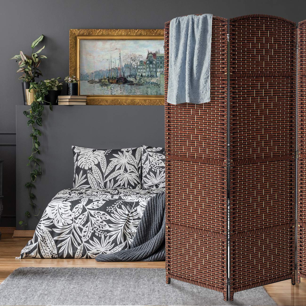 Sorbus 8 Panel Room Divider 6 ft. Tall - Privacy Screen, Extra Wide Double Hinged Panels, Diamond Double-Weaved, Partition Room Dividers and Folding Privacy Screens, Wall Divider for Room Separation - Image 3