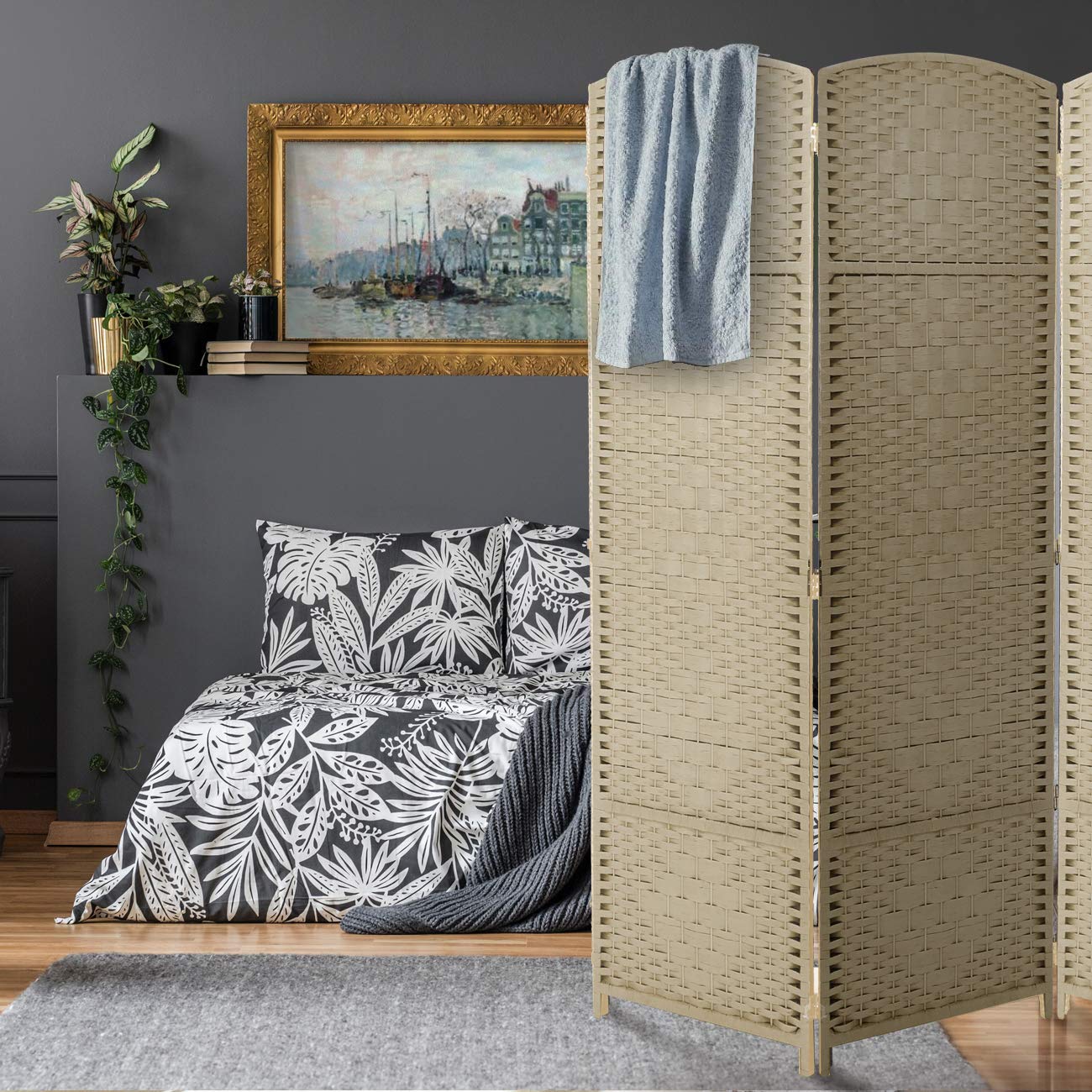 Sorbus 8 Panel Room Divider 6 ft. Tall - Privacy Screen, Extra Wide Double Hinged Panels, Diamond Double-Weaved, Partition Room Dividers and Folding Privacy Screens, Wall Divider for Room Separation - Image 3