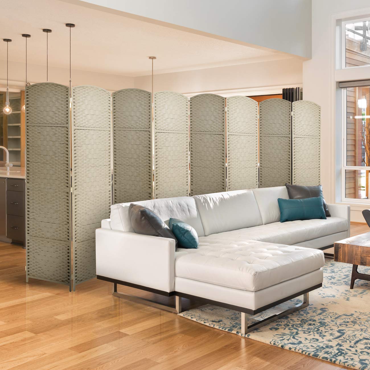 Sorbus 8 Panel Room Divider 6 ft. Tall - Privacy Screen, Extra Wide Double Hinged Panels, Diamond Double-Weaved, Partition Room Dividers and Folding Privacy Screens, Wall Divider for Room Separation - Image 4