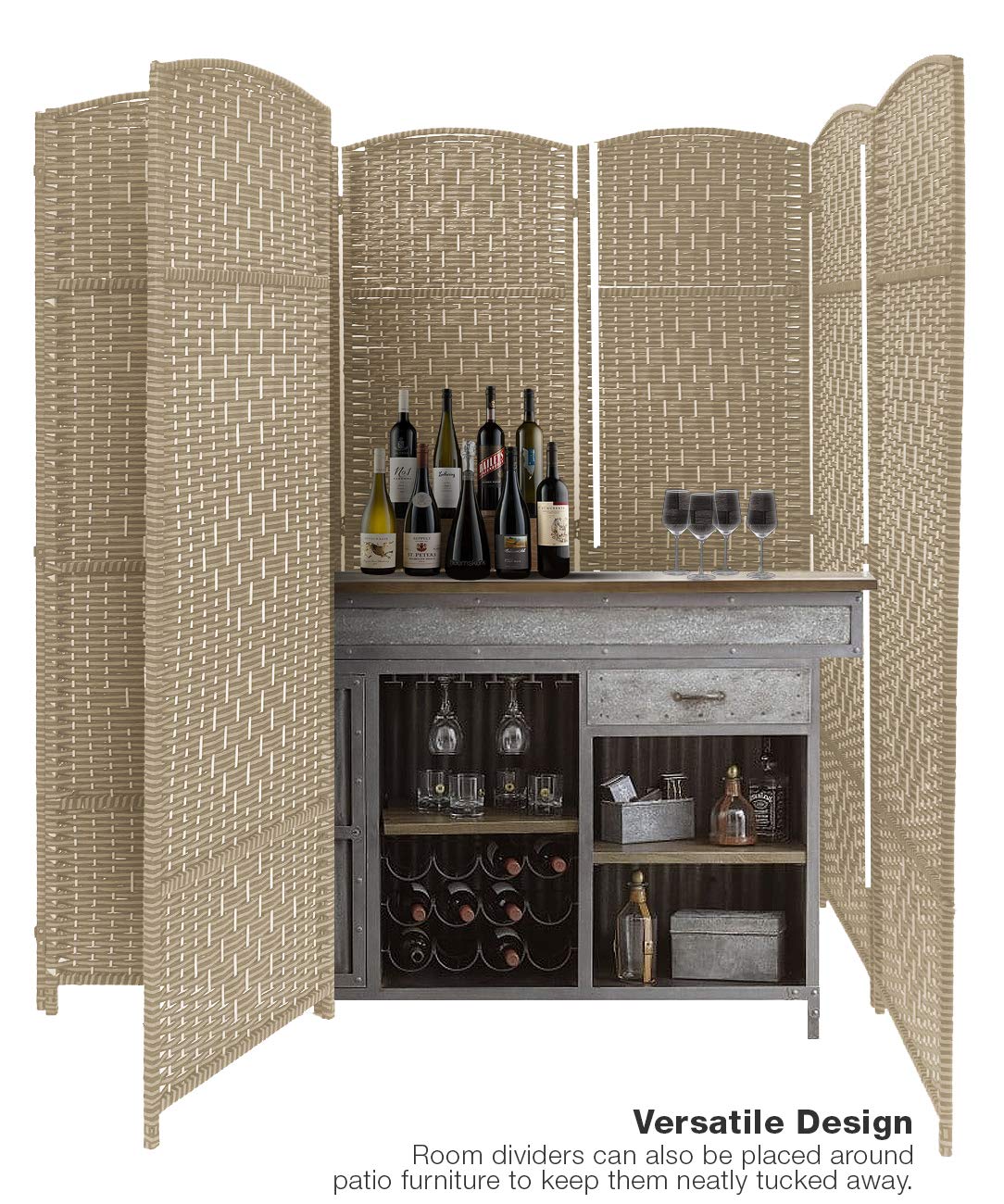 Sorbus 8 Panel Room Divider 6 ft. Tall - Privacy Screen, Extra Wide Double Hinged Panels, Diamond Double-Weaved, Partition Room Dividers and Folding Privacy Screens, Wall Divider for Room Separation - Image 5