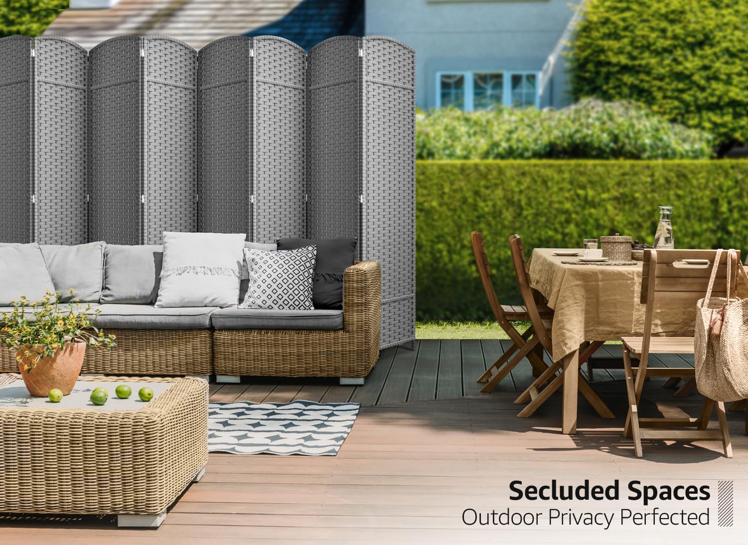 Sorbus 8 Panel Room Divider 6 ft. Tall - Privacy Screen, Extra Wide Double Hinged Panels, Mesh Hand-Woven Design, Partition Room Dividers and Folding Privacy Screens, Wall Divider for Room Separation - Image 7
