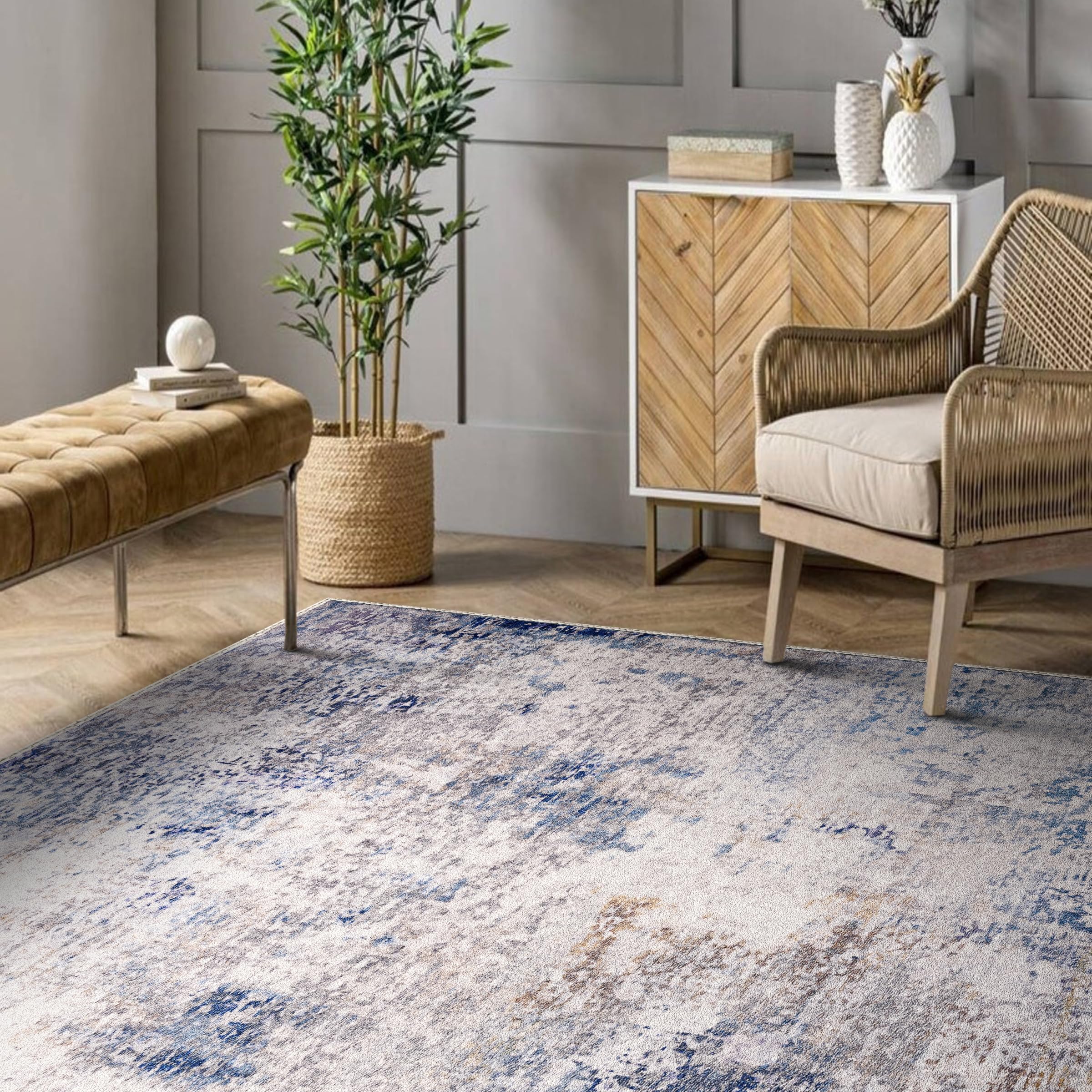 Sorbus 8x10 Area Rug, Machine Washable, Non-Slip, Vintage Rug - Low Pile Non-Shedding Indoor Area Rugs for Living Room, Kitchen, Bedroom Dining Room - Soft Indoor Carpet Throw Rugs with Rubber Backing - Image 7