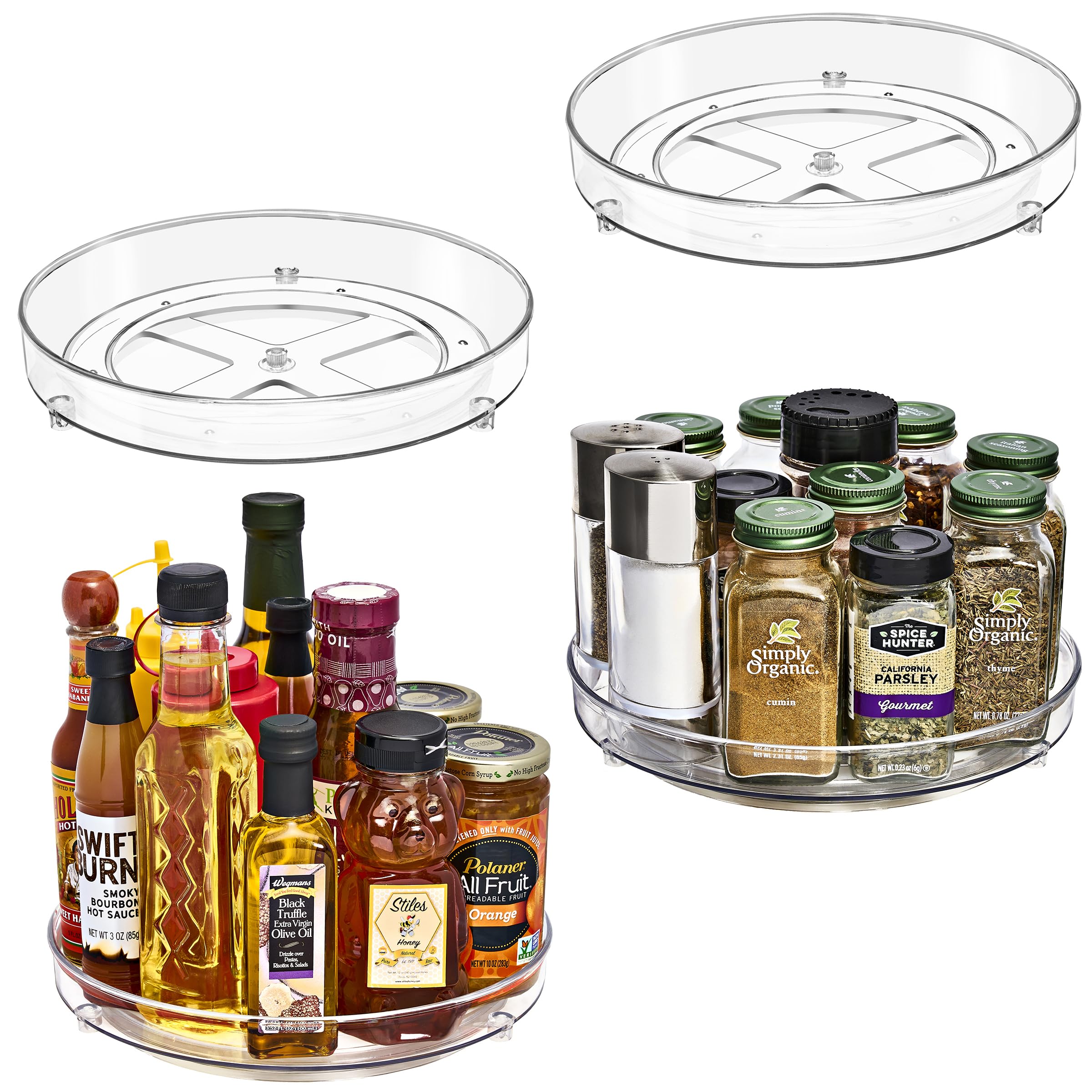 Sorbus 9 Inch Flat Clear Lazy Susan Organizer, Turntable Organizer for Spice Organization for Cabinet, Lazy Susan Turntable for Kitchen, Home, Office, Closet, Laundry Room Organization (4-Pack)