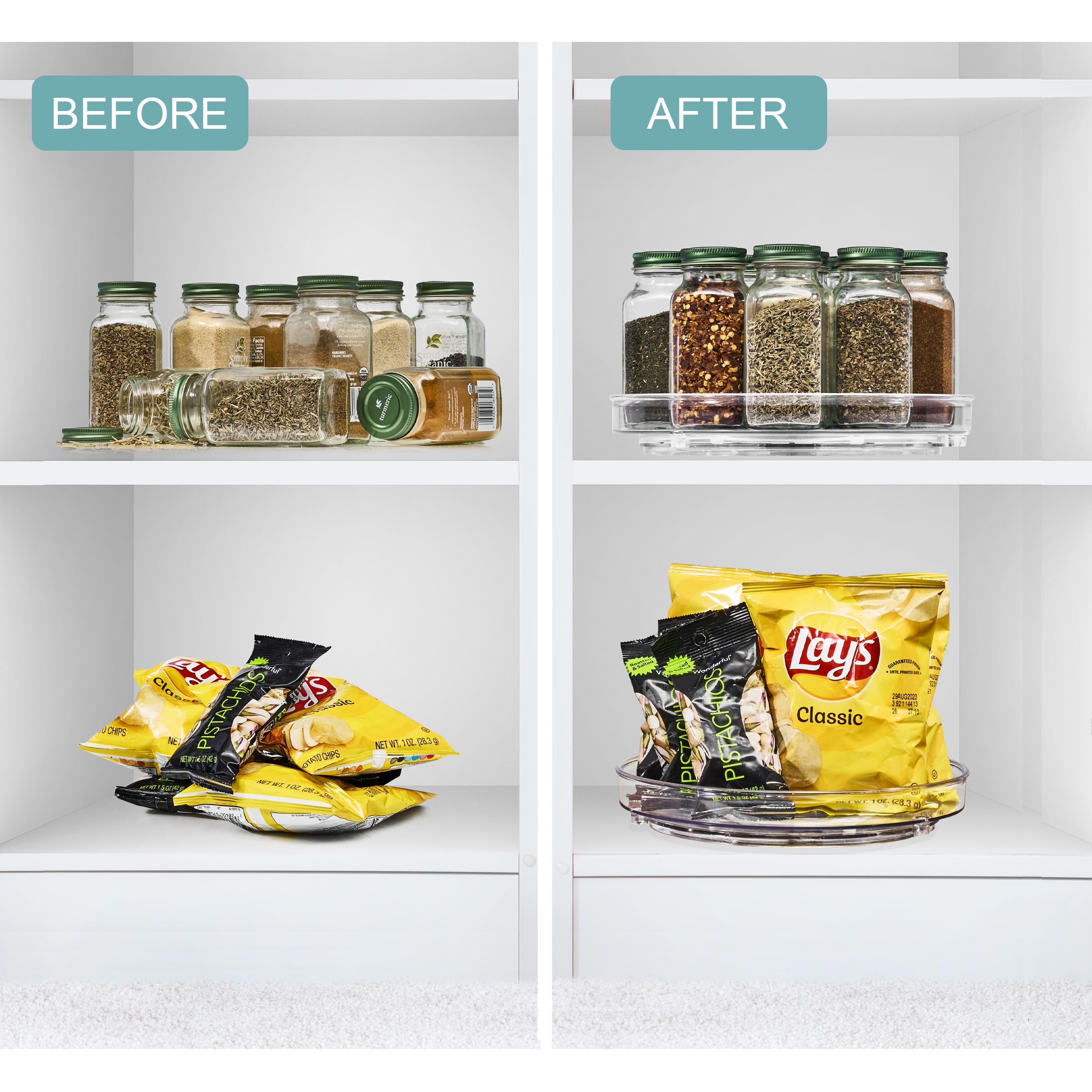 Sorbus 9 Inch Flat Clear Lazy Susan Organizer, Turntable Organizer for Spice Organization for Cabinet, Lazy Susan Turntable for Kitchen, Home, Office, Closet, Laundry Room Organization (4-Pack) - Image 4