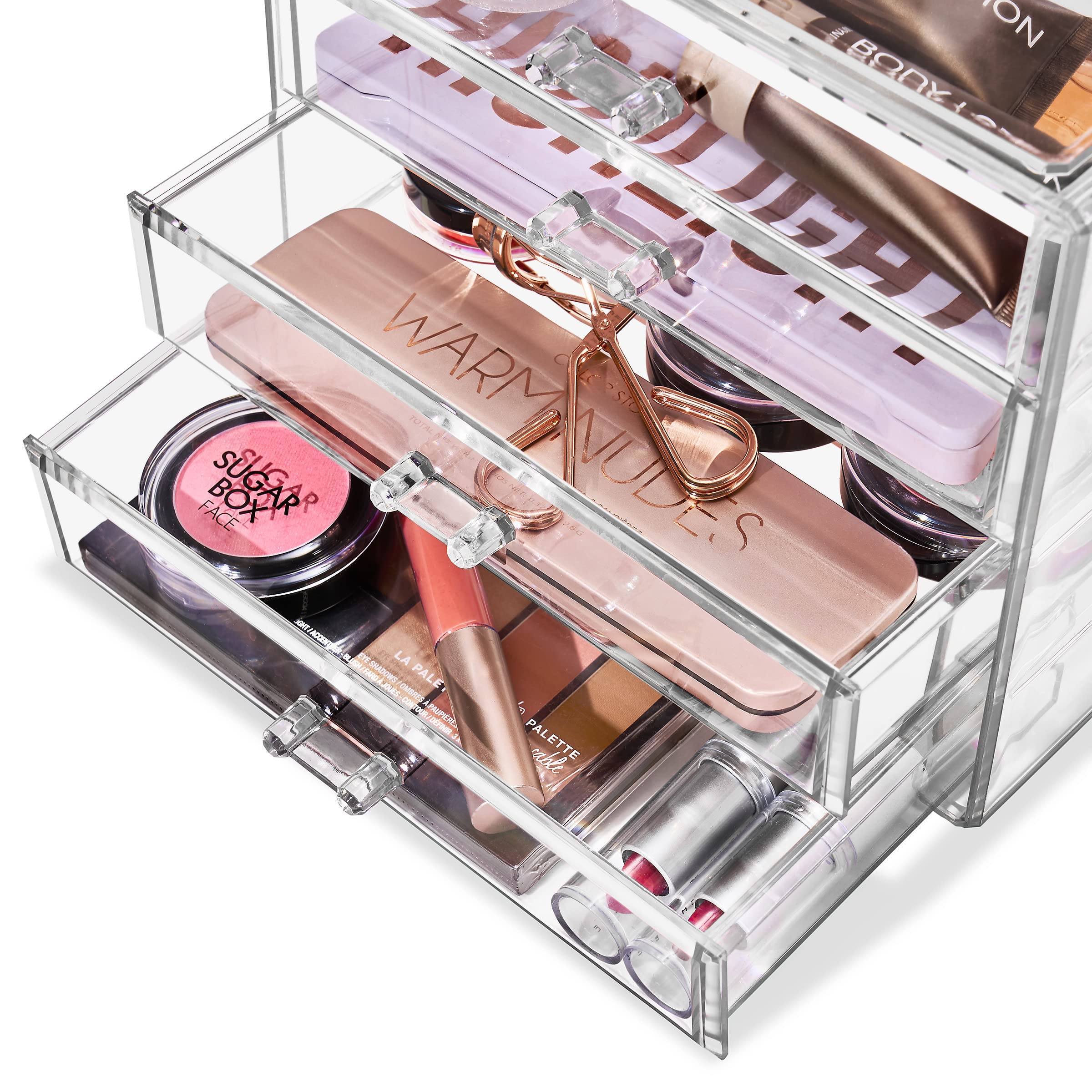 Sorbus Acrylic Makeup Organizer Set, 4-Drawer Vanity & Countertop Cosmetic Storage with Wide Drawers, Clear Makeup Storage for Brushes, Lipsticks, Jewelry – Holiday Gift for Women & Teens - Image 7