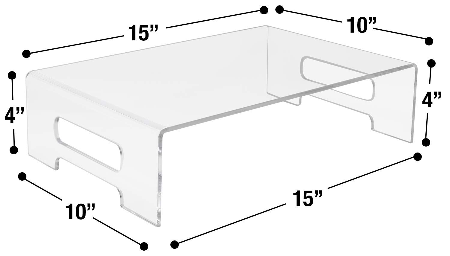Sorbus Acrylic Monitor Stand, Clear Laptop Riser, Computer Desktop Stand, Desk Display Tray Shelf, Bed Tray with Carry Handles, Keyboard Cover, Laptop Monitor, Showcase Fixtures, Food Display Risers - Image 3