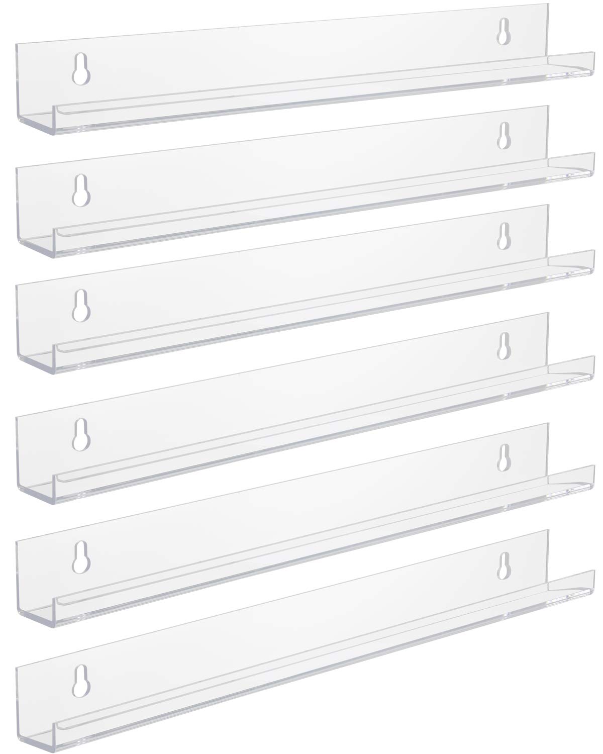 Sorbus Acrylic Nail Polish Organizer Rack 6 Pack 15" - 90-120 Bottles - Wall Mounted Floating Shelves Ledges Clear Invisible Nail Polish Shelf Holder Display Perfume, Essential Oil, Bathroom Storage - Image 3