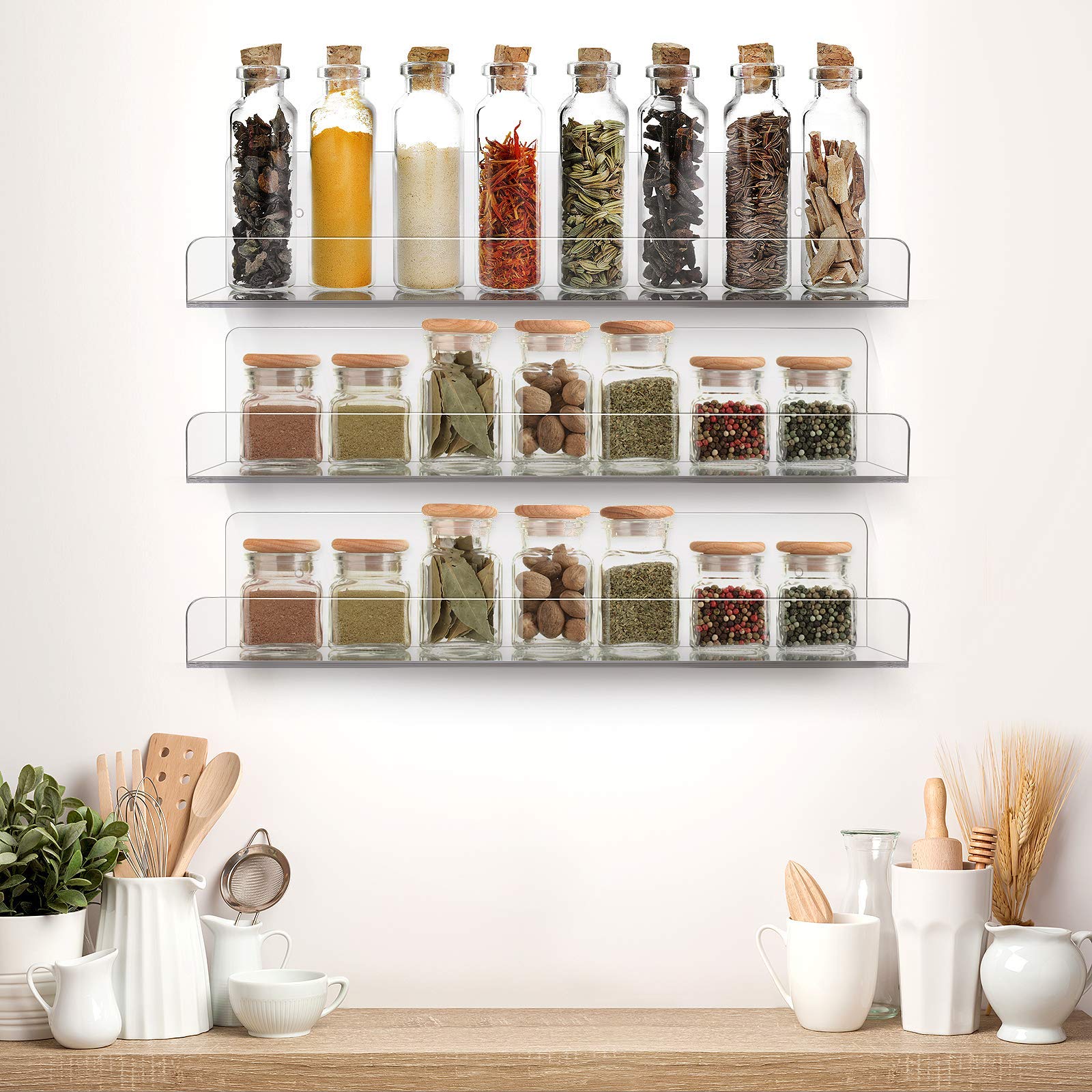 Sorbus Acrylic Wall Ledge Floating Shelf Rack Organizer, Invisible Display Style, for Books, Figurine, Picture Frame Storage, Wall Mounted Shelves for Home, Bathroom, Nail Salon, Spa (15 x 4.3 x 3'') - Image 6