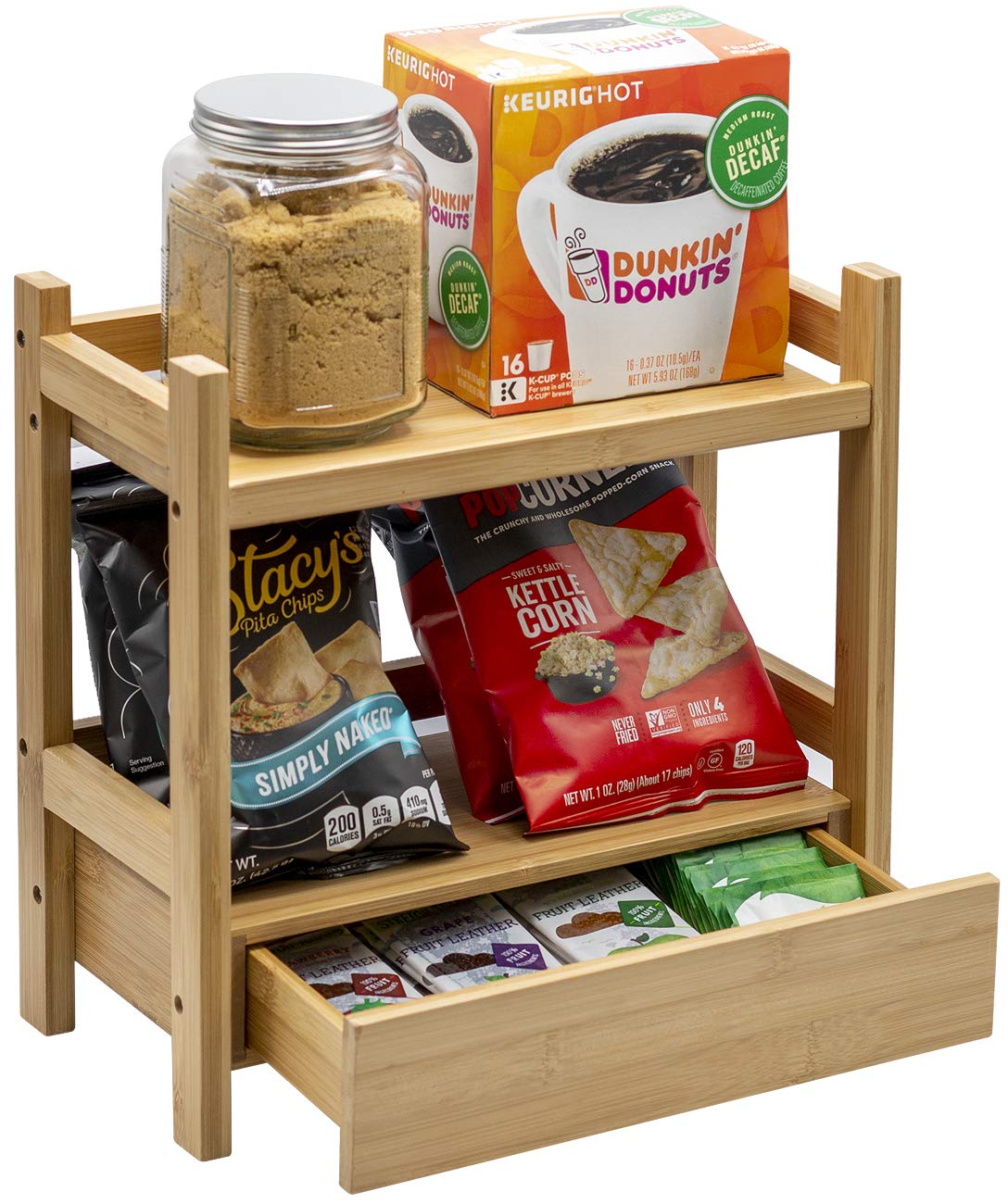 Sorbus Bamboo Bathroom Counter Organizer – 2-Tier Shelf with Hidden Drawer for Vanity, Matcha Station, Bathroom Sink Organizer Countertop, Kitchen & Office Storage (13″ L x 6.5″ W x 12.6″ H) - Image 5