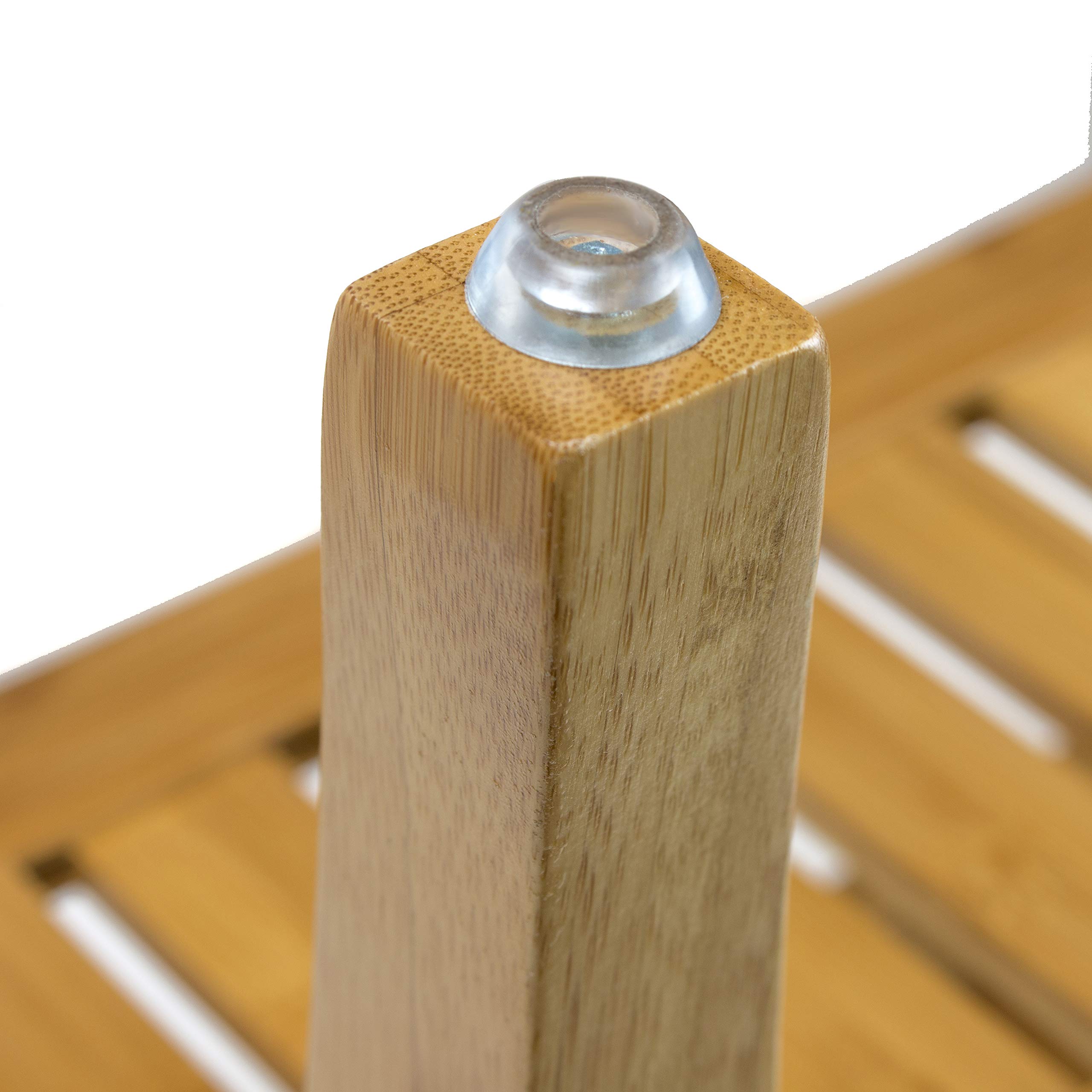 Sorbus Bamboo Shower Bench Stool with Shelf — 2-Tier Wood Storage & Seating for Bathroom, Shower Bench Chair, Bath Stool, Spa Sauna Seat - Image 6
