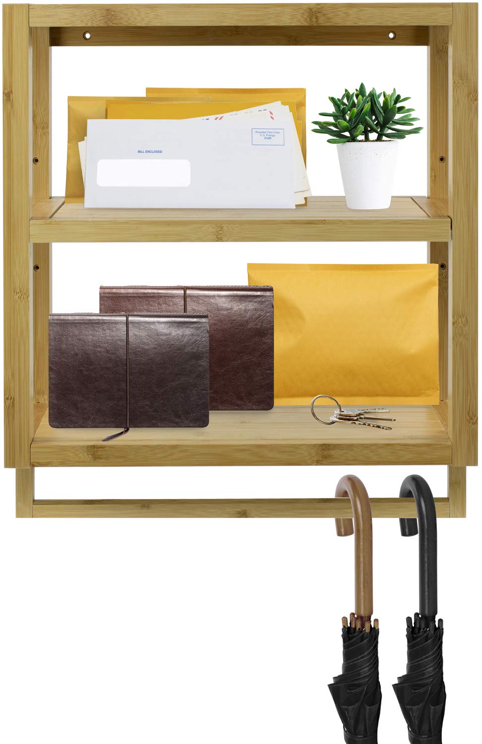 Sorbus Bamboo Wall Mounted Rack for Bathroom, Kitchen & More - Image 3