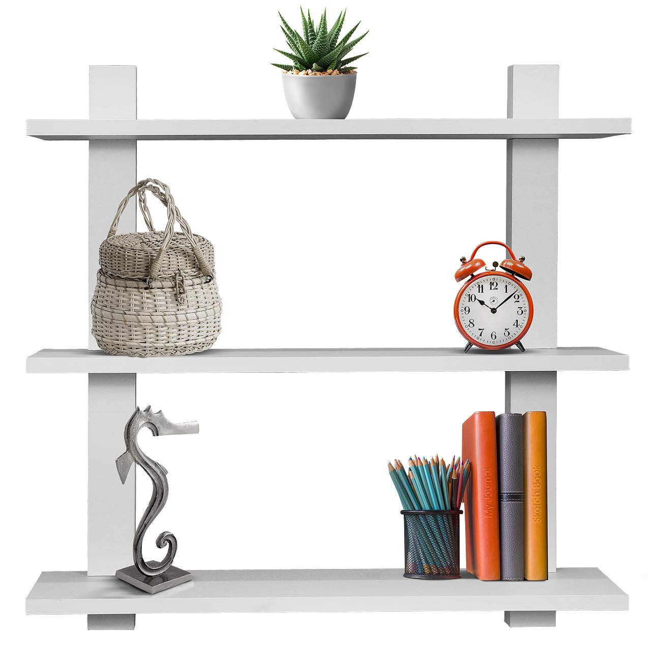 Sorbus Bathroom Shelves - 3-Tier Wall Mounted Floating Shelves for Books, Trophies, Wall Decor, Kitchen, Living Room & Bathroom Decor - Decorative Hanging Display Over the Toilet Storage Shelf - White - Image 4