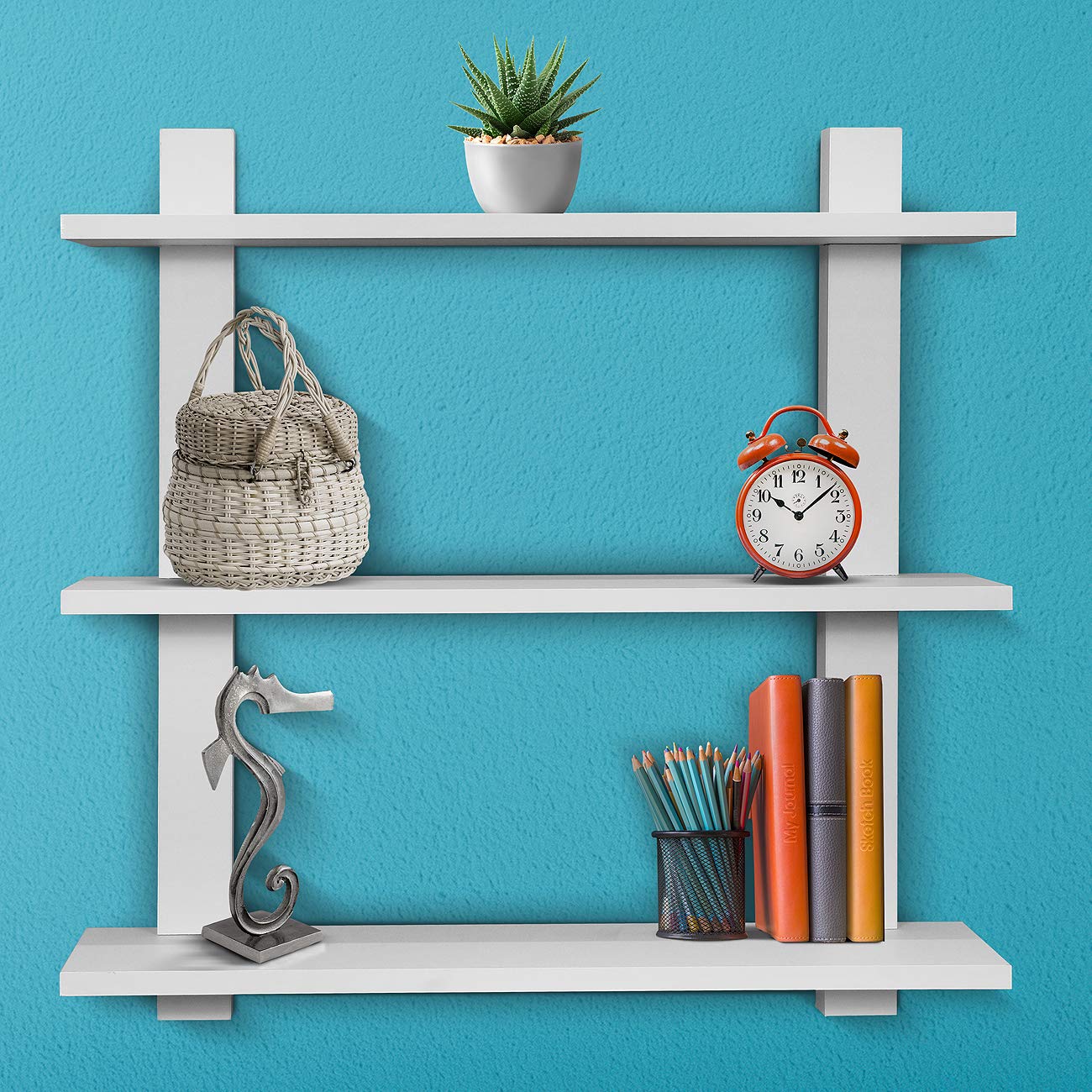 Sorbus Bathroom Shelves - 3-Tier Wall Mounted Floating Shelves for Books, Trophies, Wall Decor, Kitchen, Living Room & Bathroom Decor - Decorative Hanging Display Over the Toilet Storage Shelf - White - Image 5