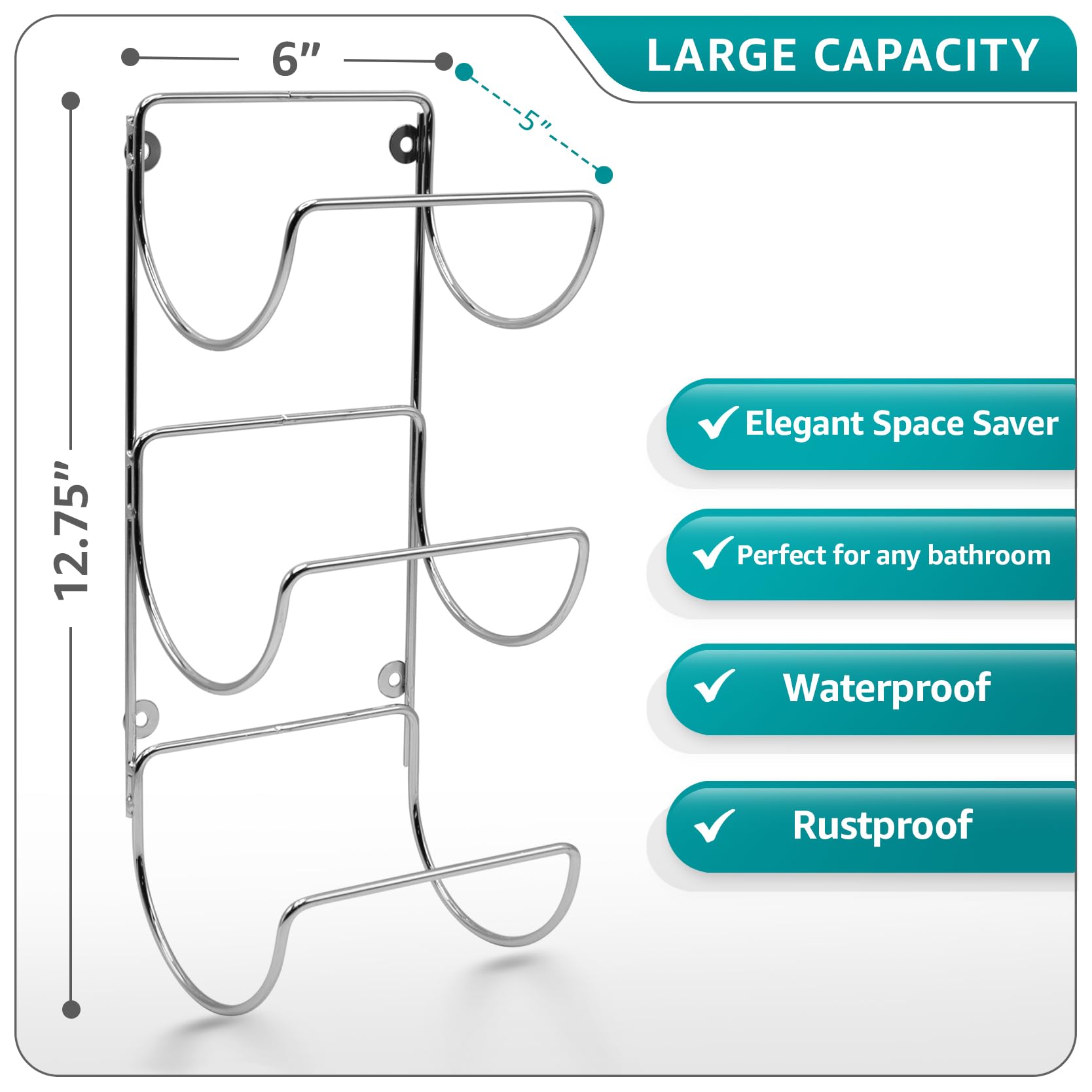 Sorbus Bathroom Wall Mounted Towel Rack - 12 Level Shelves for Rolled Towels, Washcloths, Linen - Spa, Salon & Towel Storage - Image 2