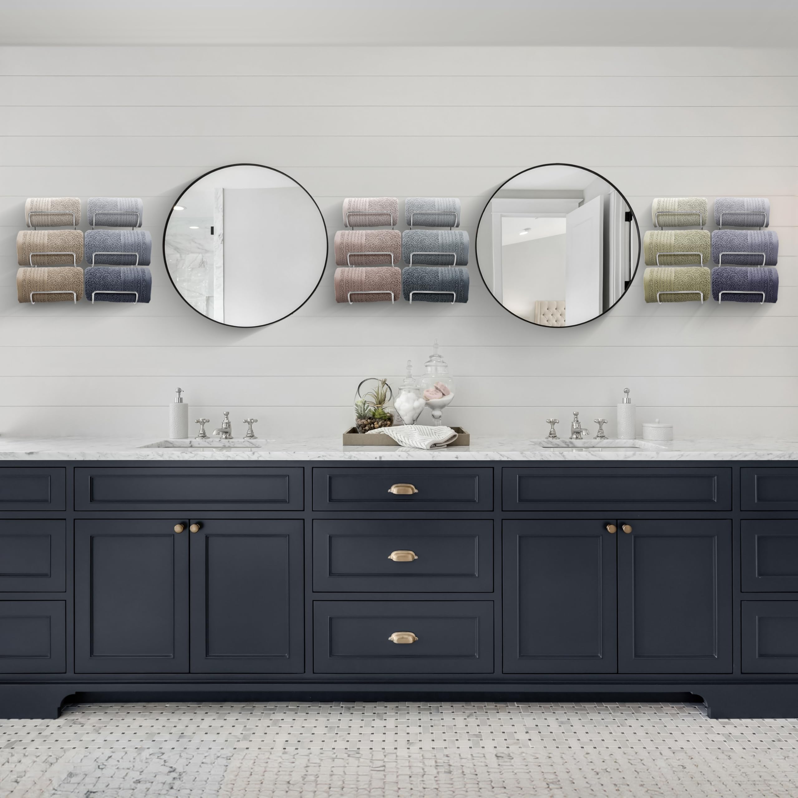 Sorbus Bathroom Wall Mounted Towel Rack - 12 Level Shelves for Rolled Towels, Washcloths, Linen - Spa, Salon & Towel Storage - Image 3