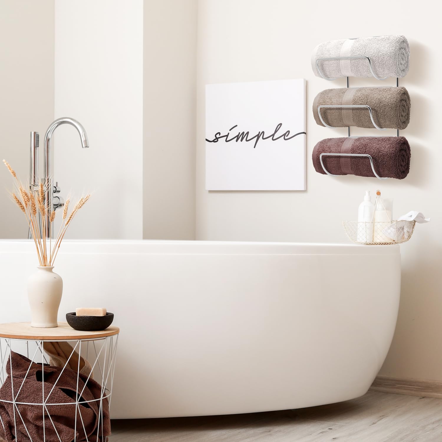 Sorbus Bathroom Wall Mounted Towel Rack - 12 Level Shelves for Rolled Towels, Washcloths, Linen - Spa, Salon & Towel Storage - Image 4