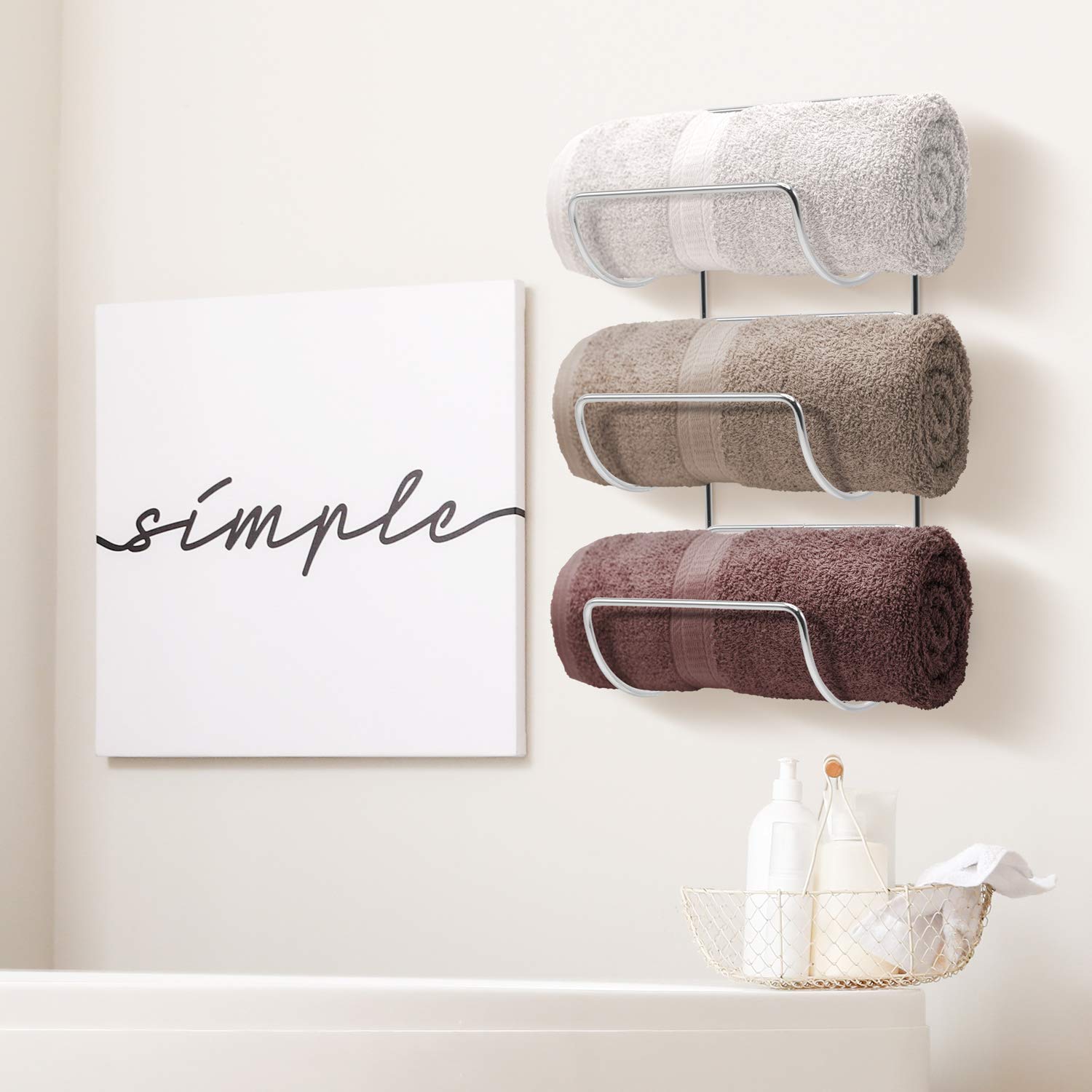 Sorbus Bathroom Wall Mounted Towel Rack - 12 Level Shelves for Rolled Towels, Washcloths, Linen - Spa, Salon & Towel Storage - Image 6